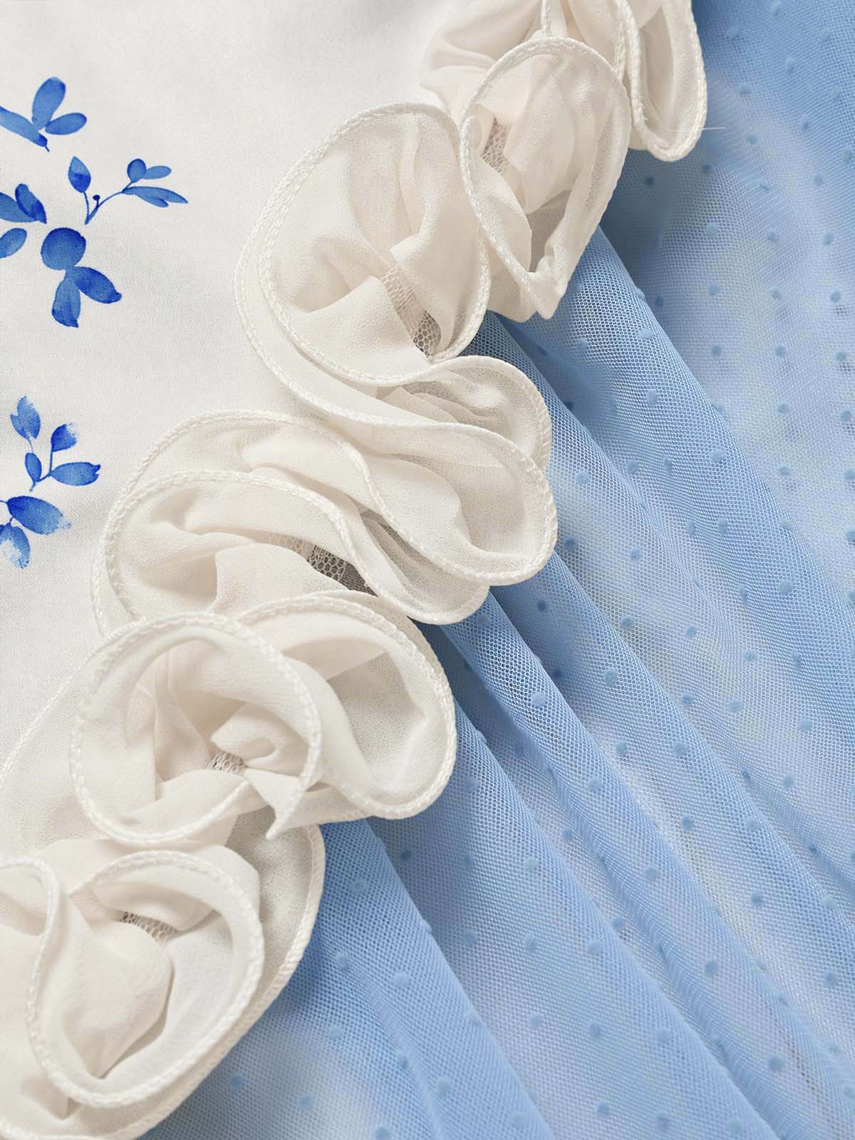 [Pre-Sale] 1950s Mock Neck 3D Rosette Polka Dot Mesh Dress - Image 7