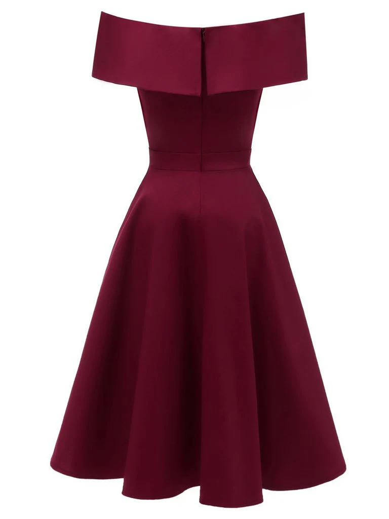 1950s Off Shoulder Swing Dress - Image 3