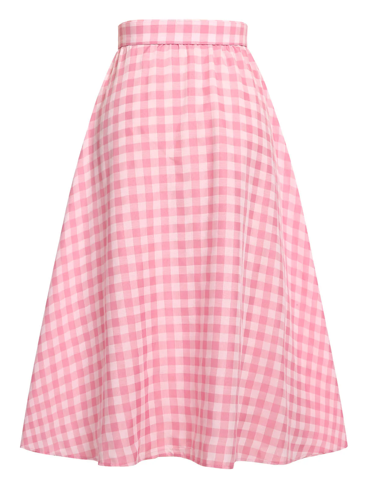 1950s Pink Plaid Button Skirt With Belt - Image 4