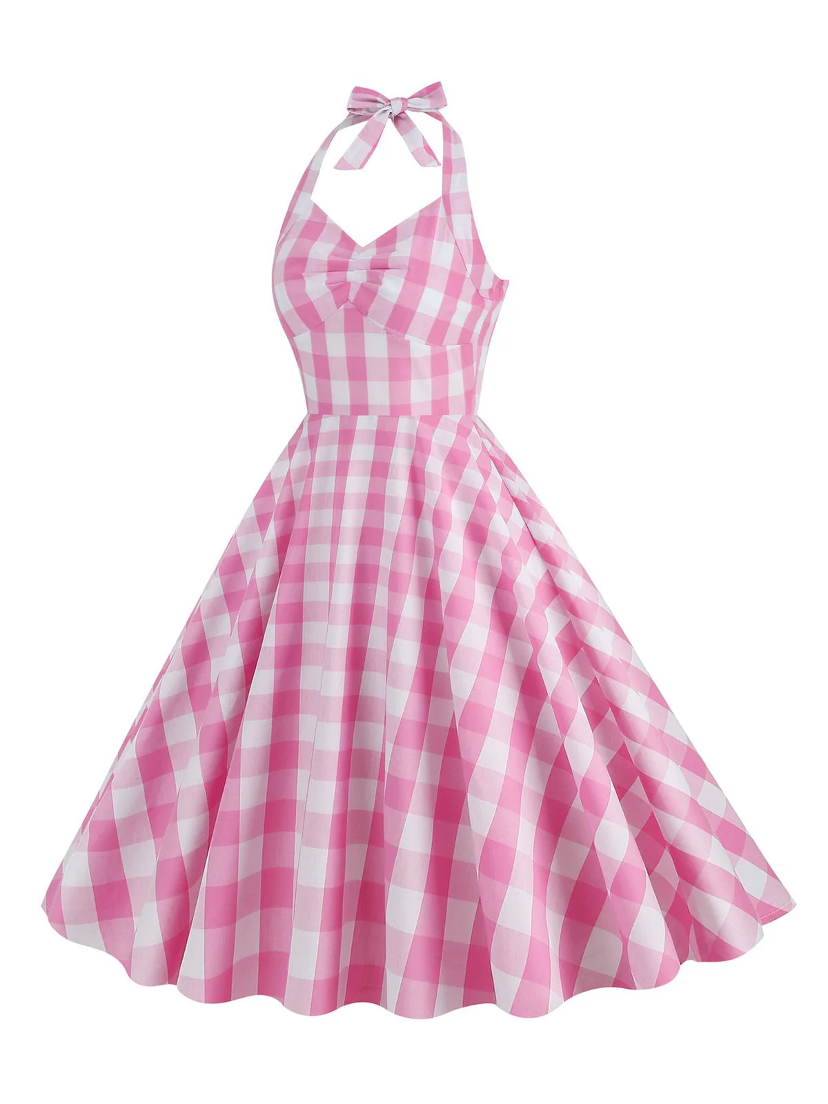 1950s Plaid Halter Swing Dress - Image 4