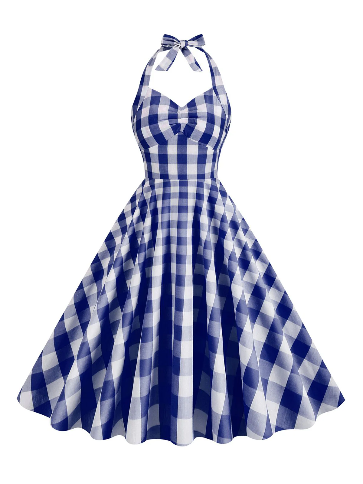 1950s Plaid Halter Swing Dress - Image 6