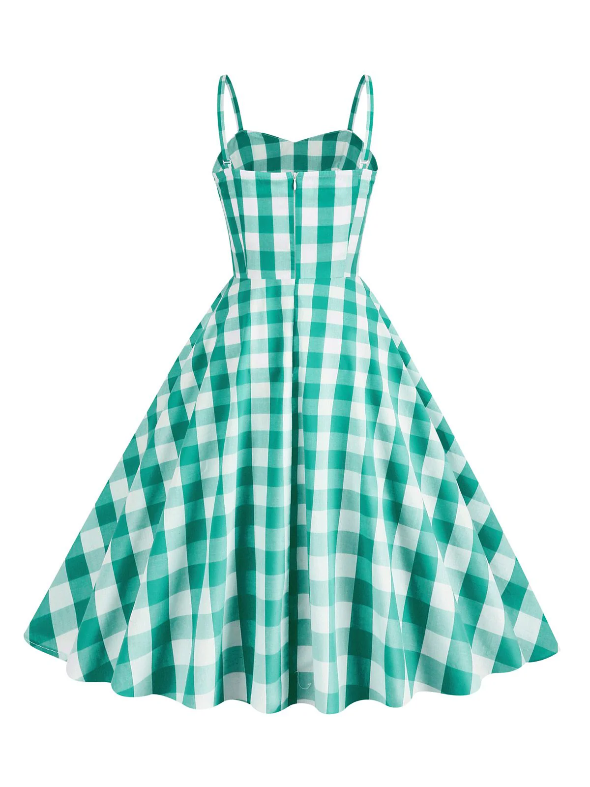1950s Plaid Strap Swing Dress - Image 11