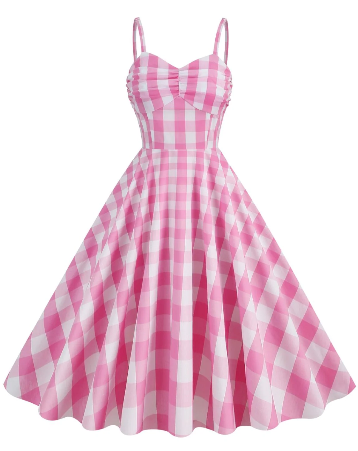 1950s Plaid Strap Cotton Swing Dress - Image 2