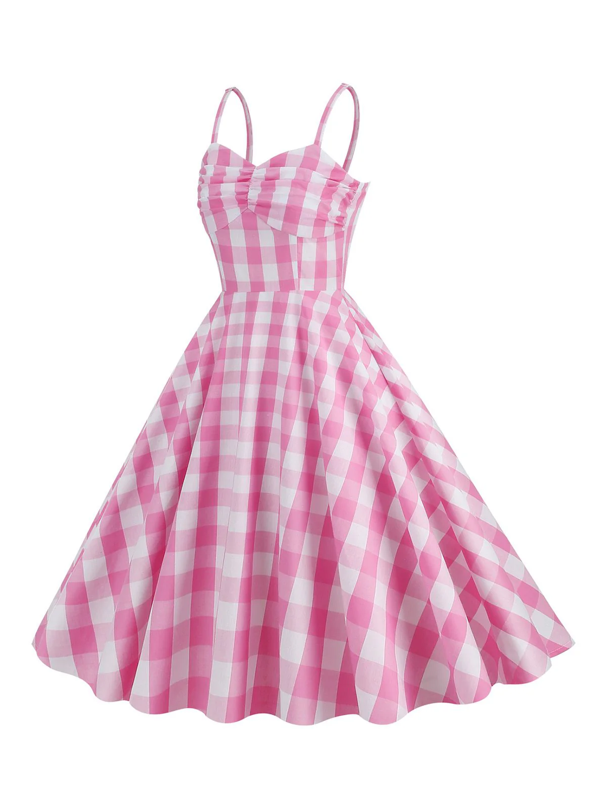 1950s Plaid Strap Cotton Swing Dress - Image 3