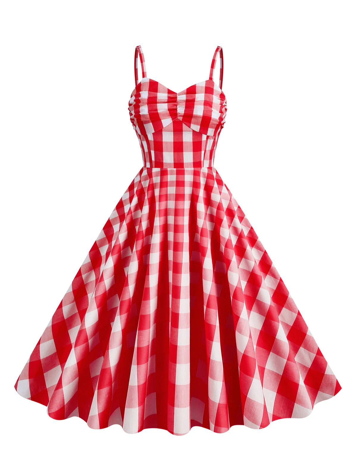 1950s Plaid Strap Cotton Swing Dress - Image 6