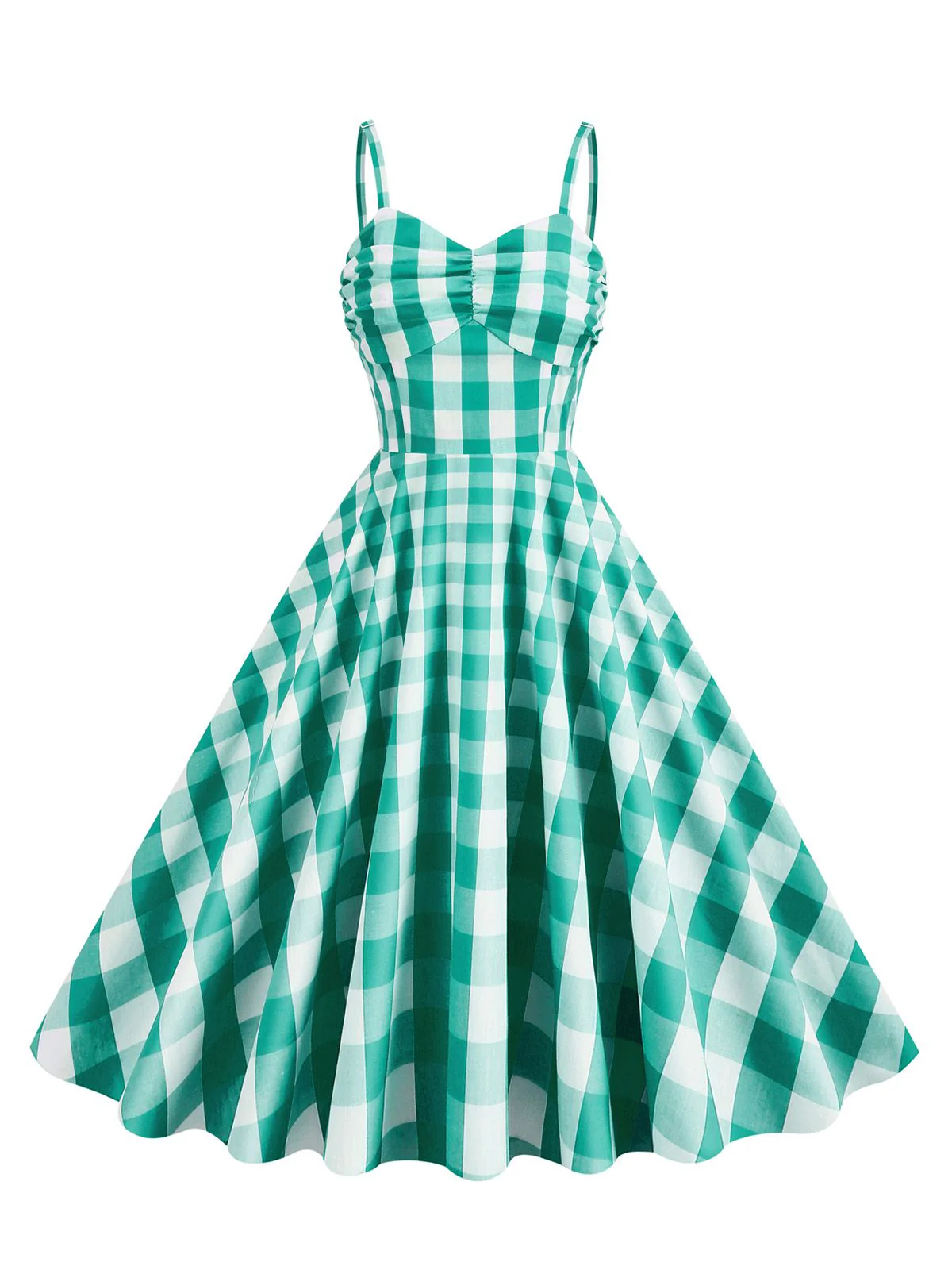 1950s Plaid Strap Cotton Swing Dress - Image 8
