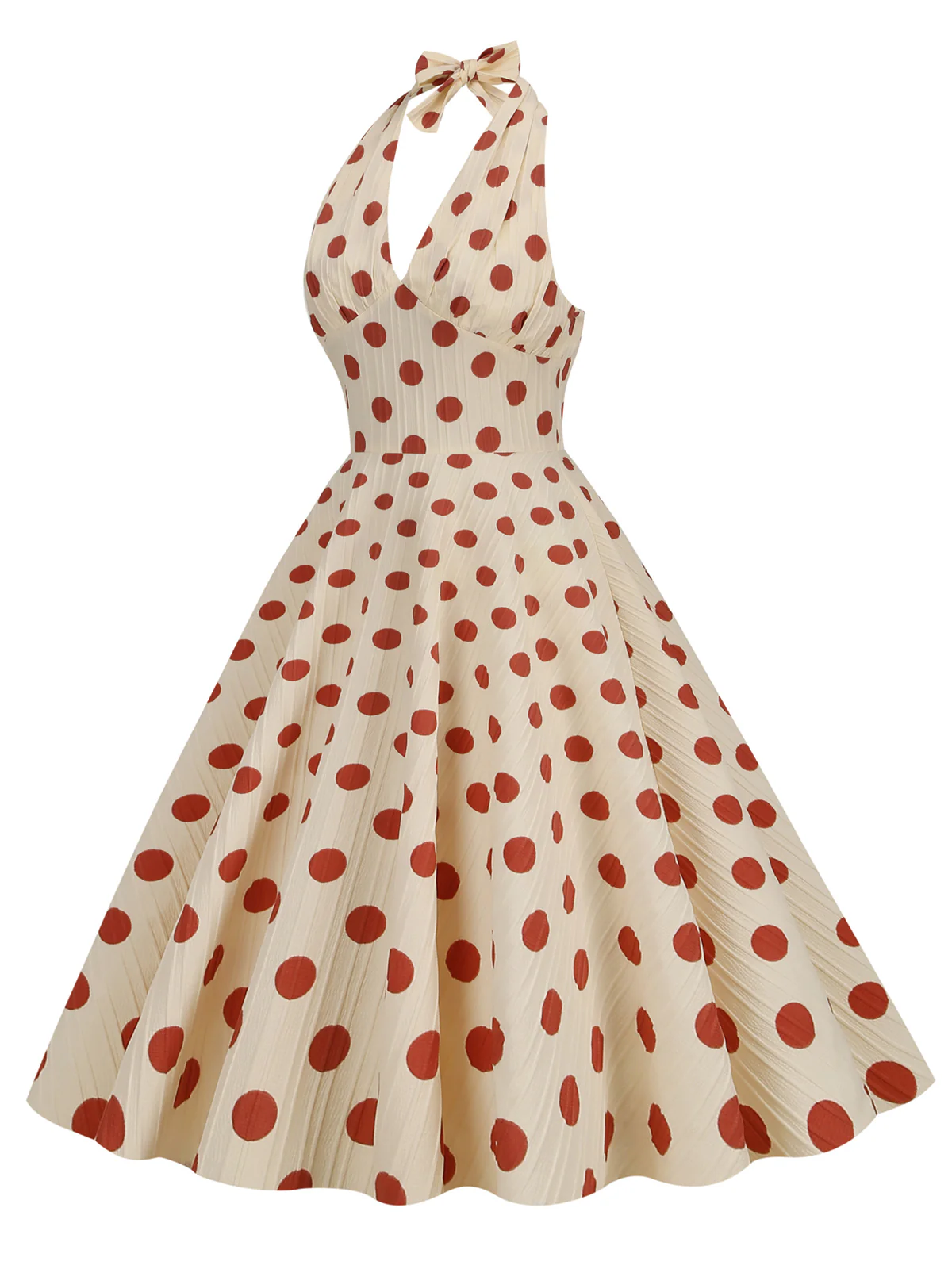 1950s Polka Dot Halter Swing Dress - Image 7