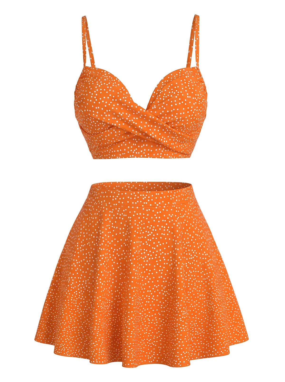 1950s Polka Dot High-Waist Bikini Set & Cover-Up