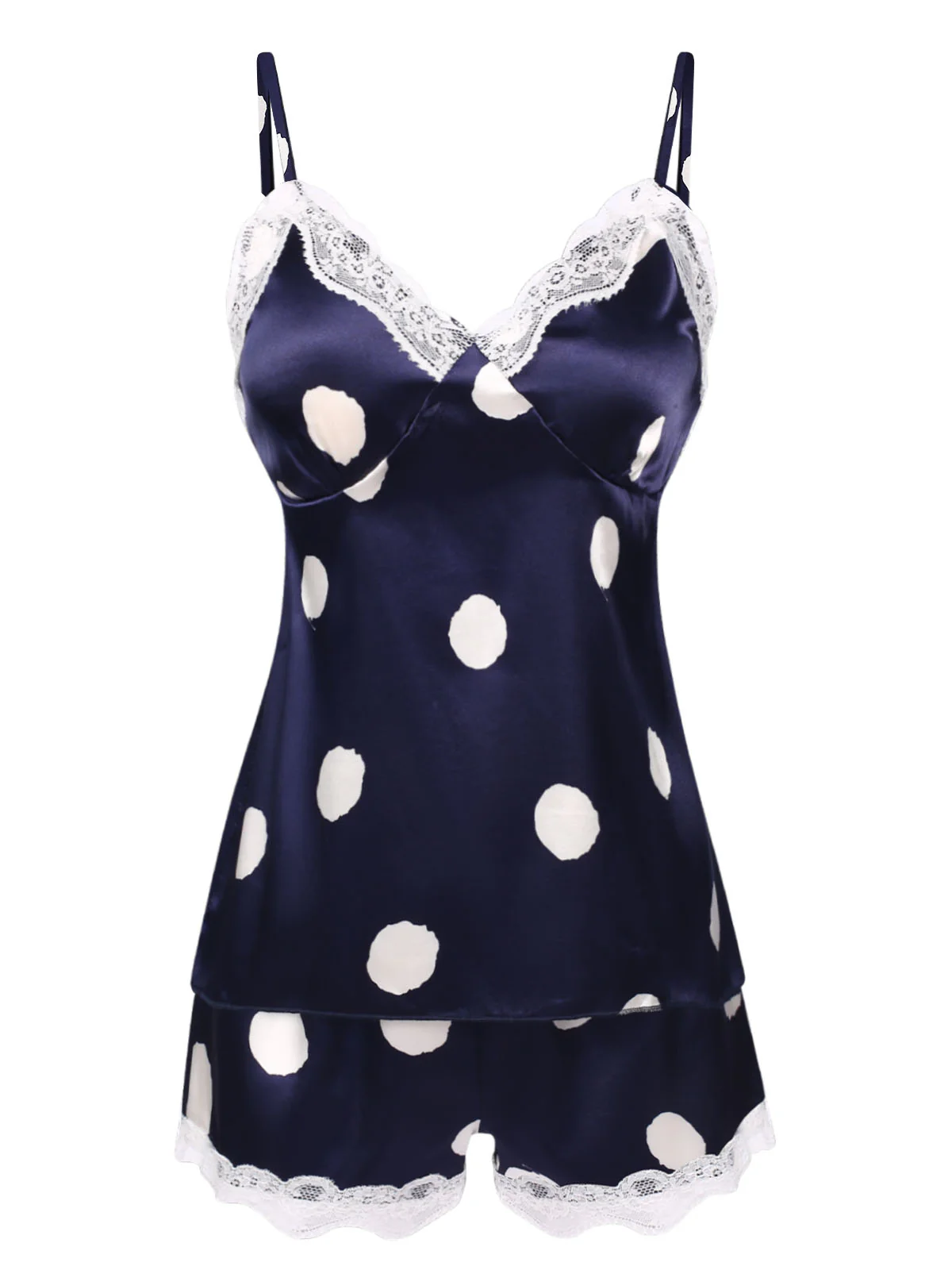1950s Polka Dot Lace Camisole Sleepwear - Image 6