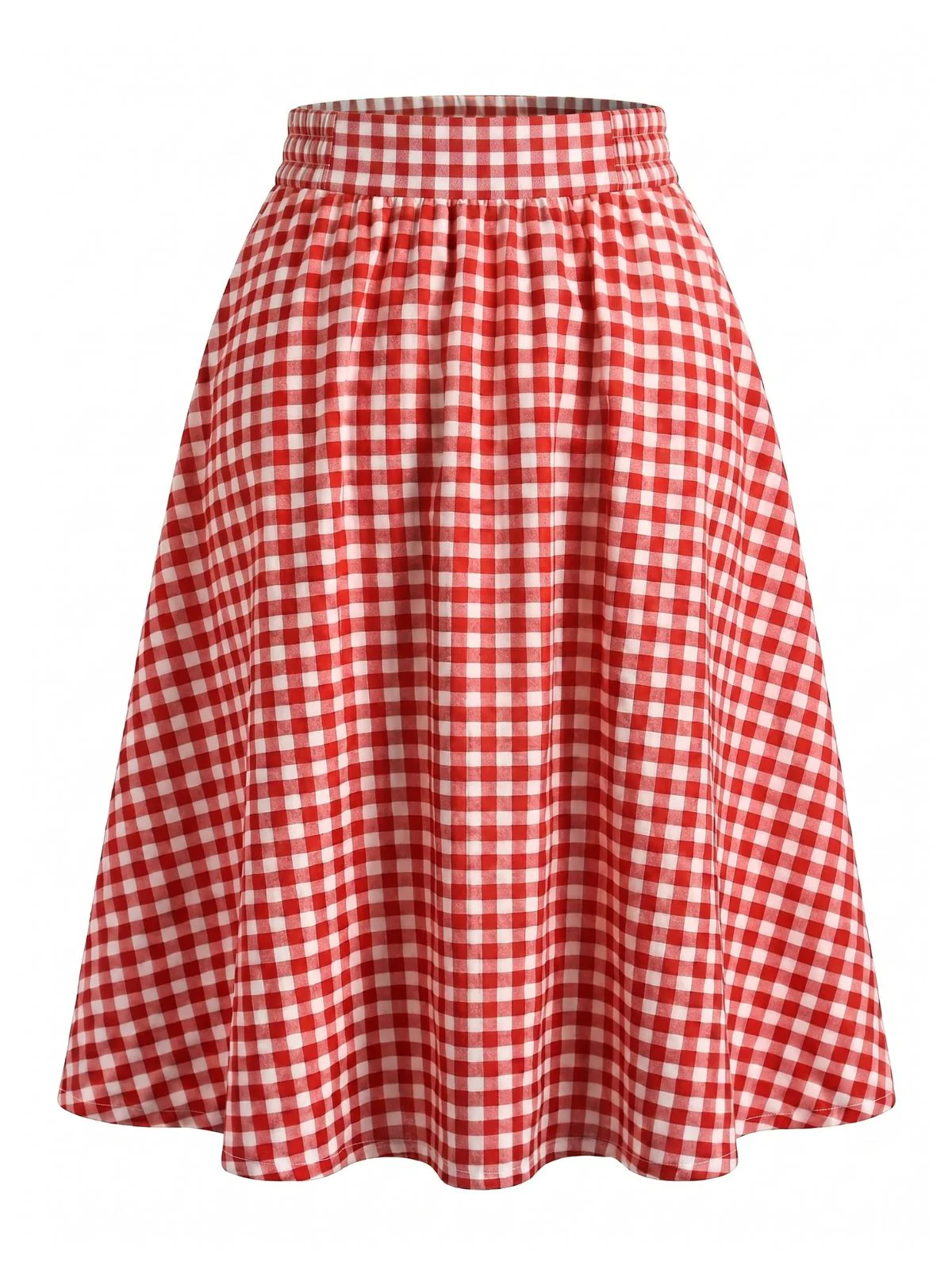 1950s Ruched Elastic Waist A-Line Skirt With Pockets