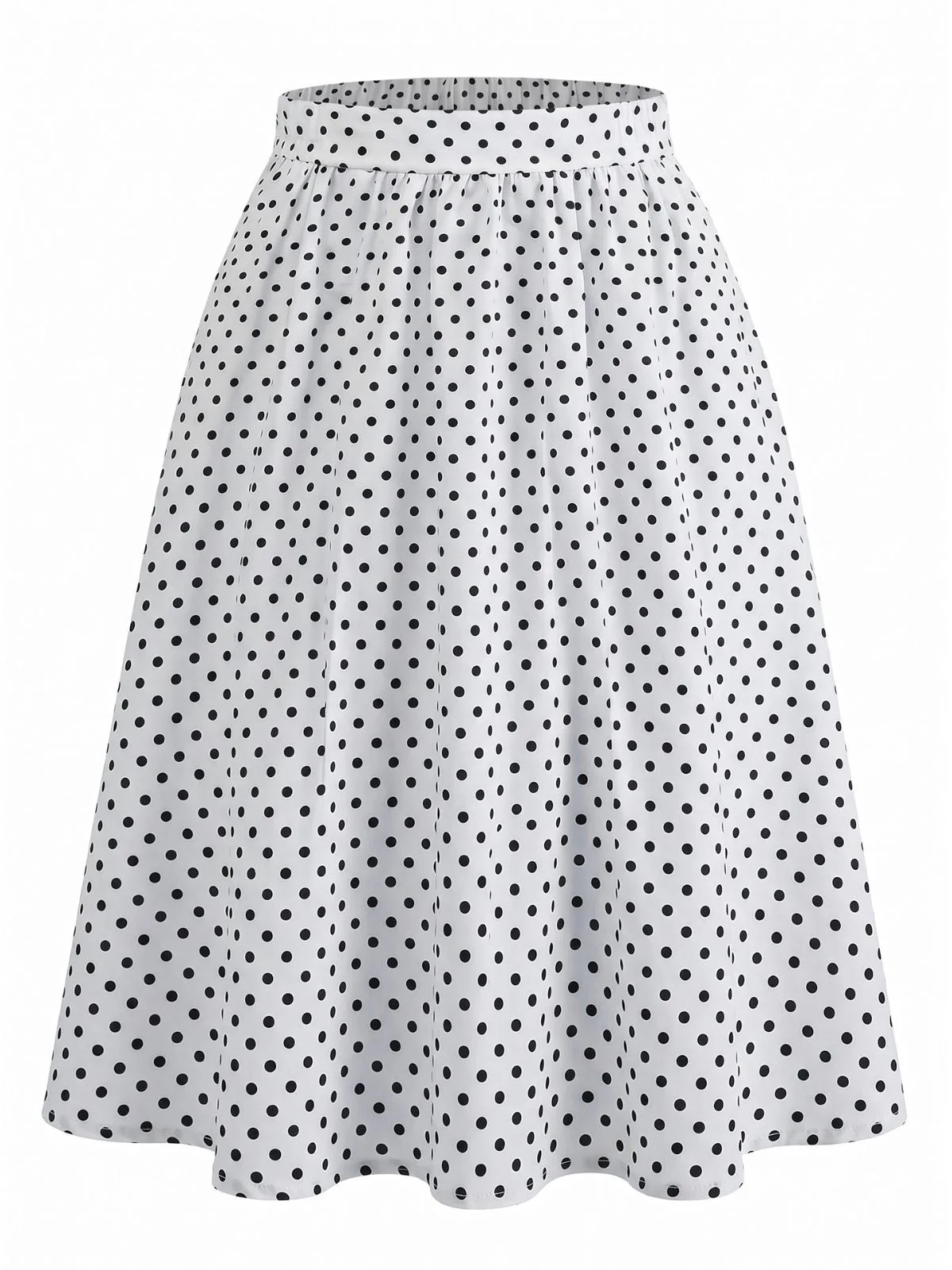 1950s Ruched Elastic Waist A-Line Skirt With Pockets - Image 3
