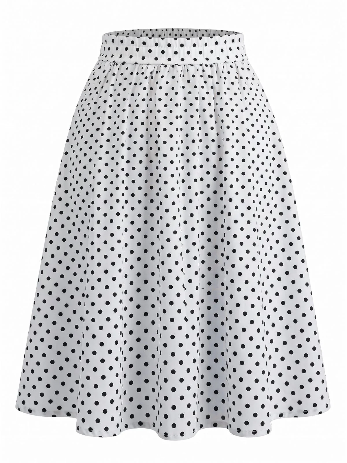 1950s Ruched Elastic Waist A-Line Skirt With Pockets - Image 4