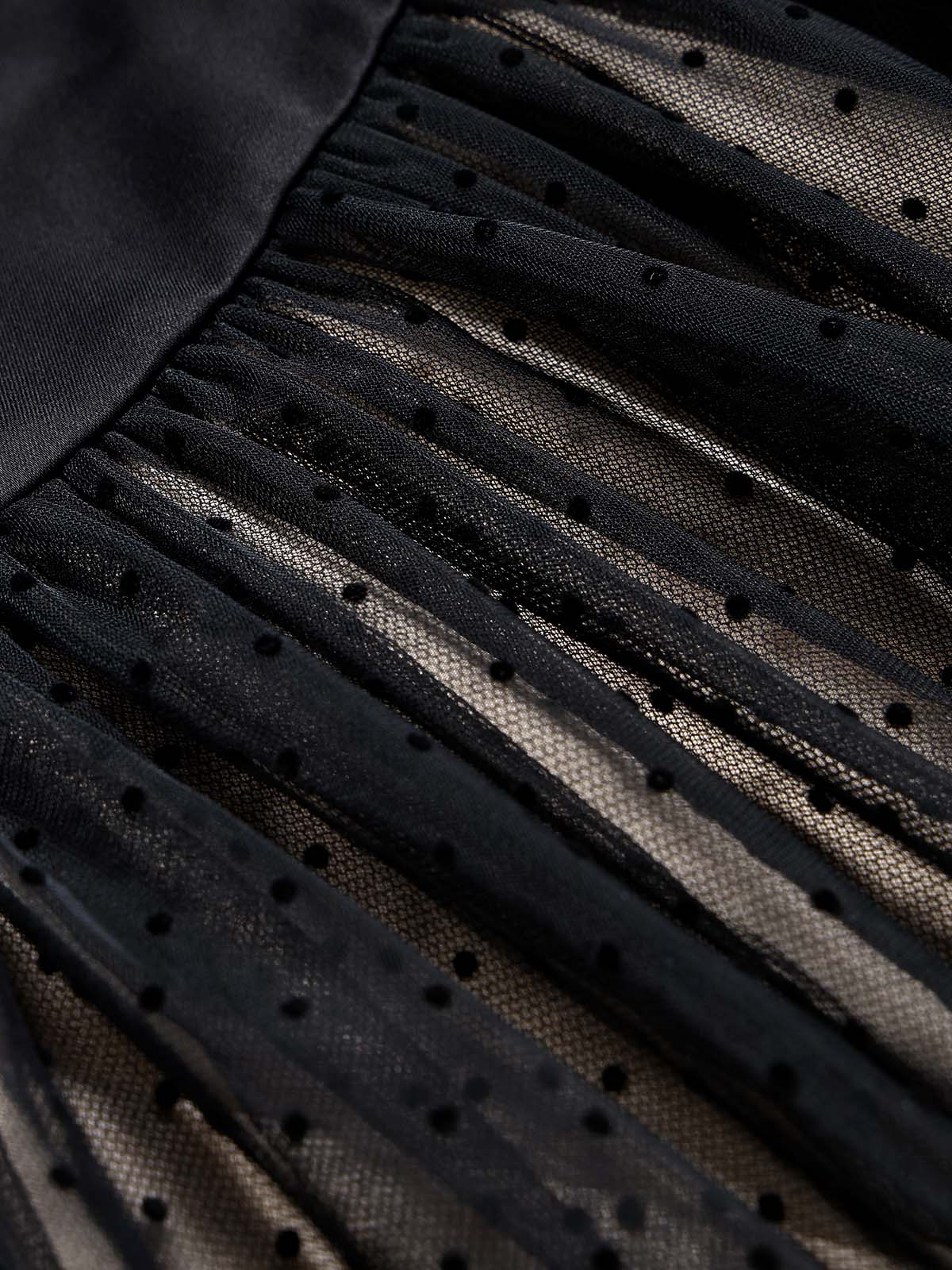 [Pre-Sale] 1950s Satin Patchwork Tulle Polka Dot Dress - Image 6