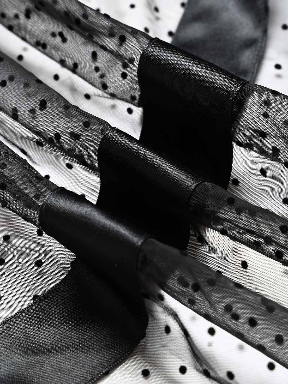 [Pre-Sale] 1950s Satin Patchwork Tulle Polka Dot Dress - Image 8