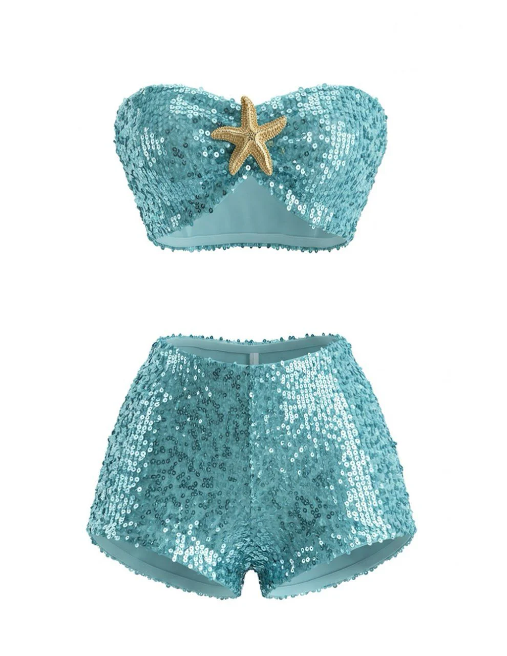 1950s Sequin Starfish Bandeau Bikini Set - Image 2