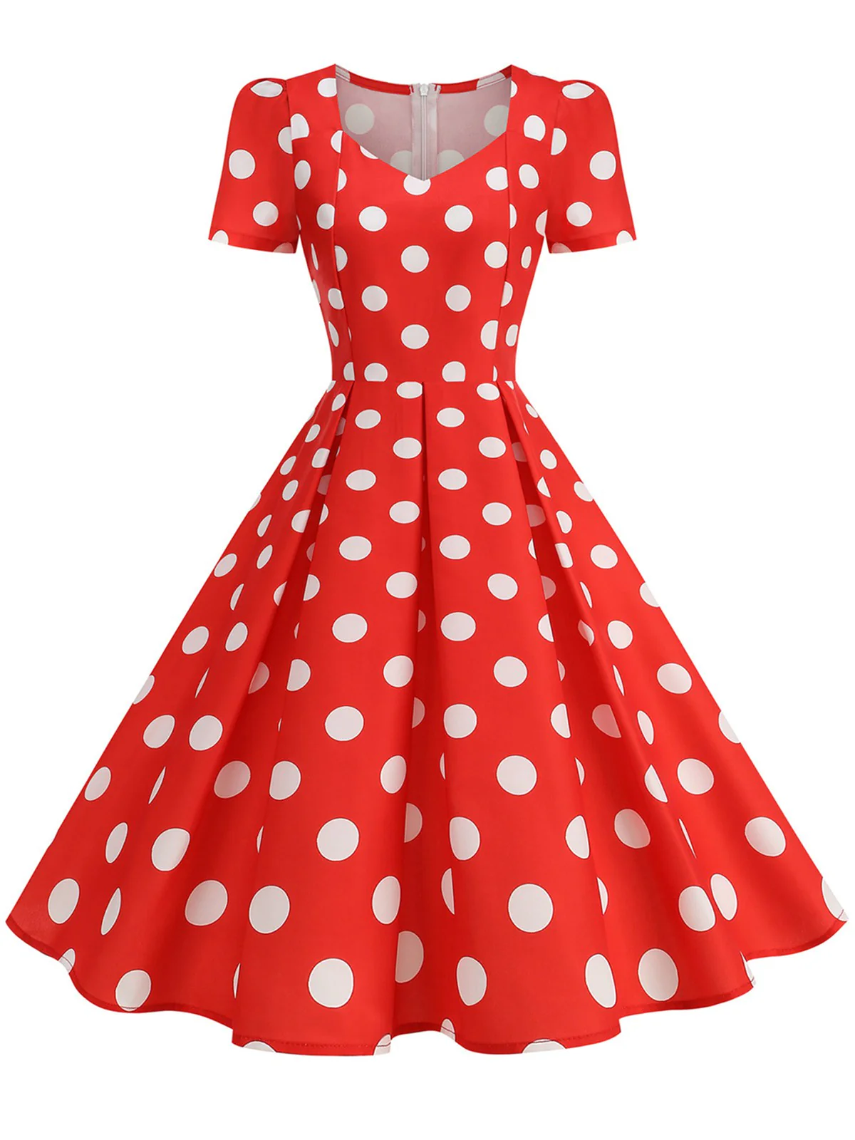 1950s Short Sleeve Sweetheart Neck Rose Swing Dress - Image 10