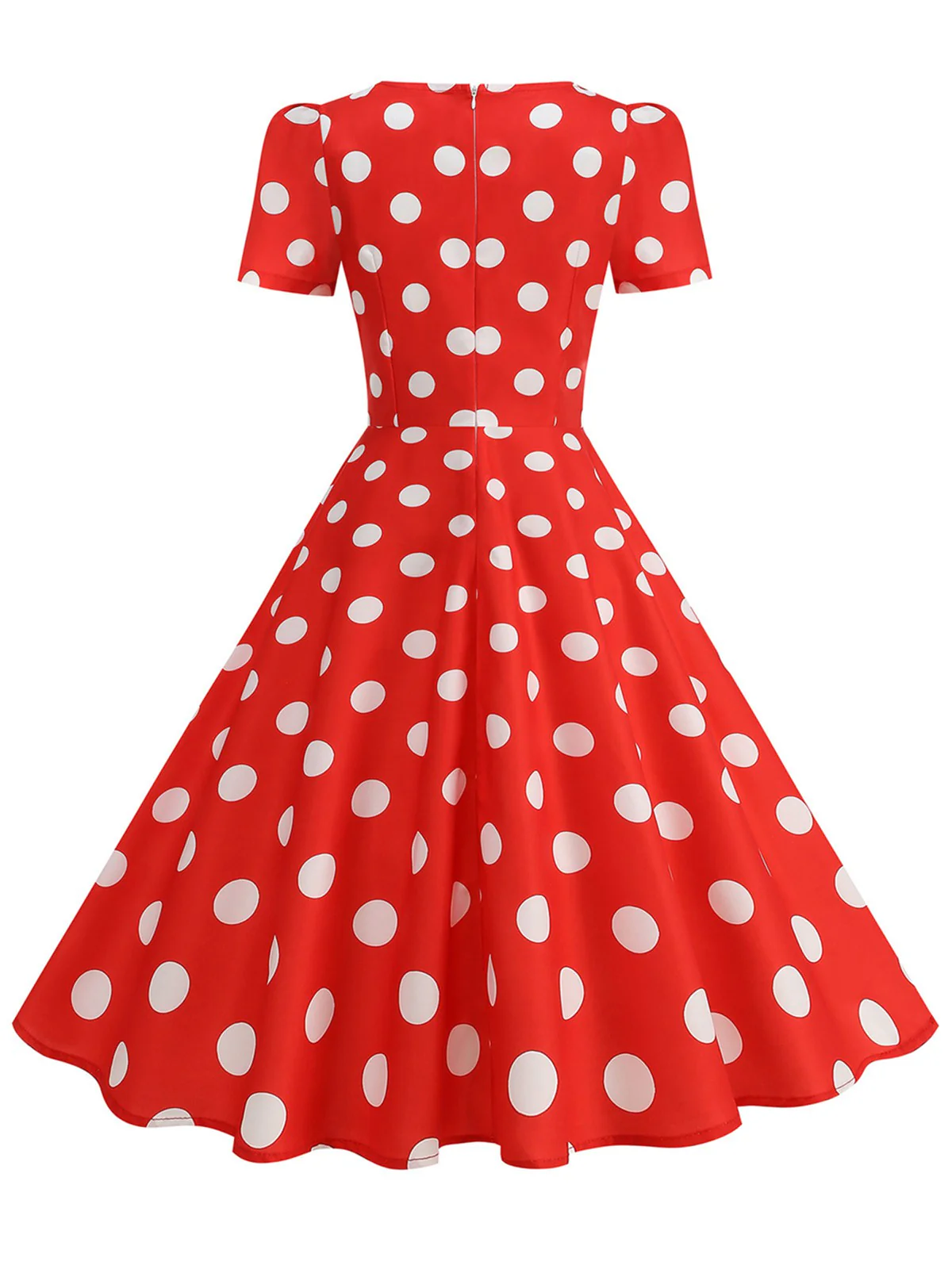 1950s Short Sleeve Sweetheart Neck Rose Swing Dress - Image 11