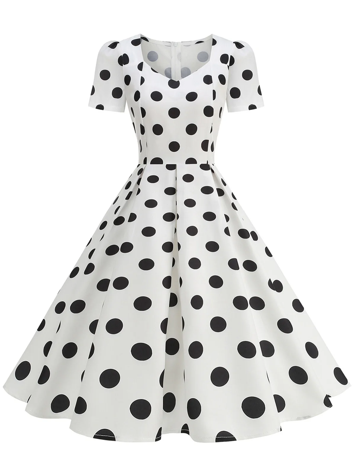 1950s Short Sleeve Sweetheart Neck Rose Swing Dress - Image 12