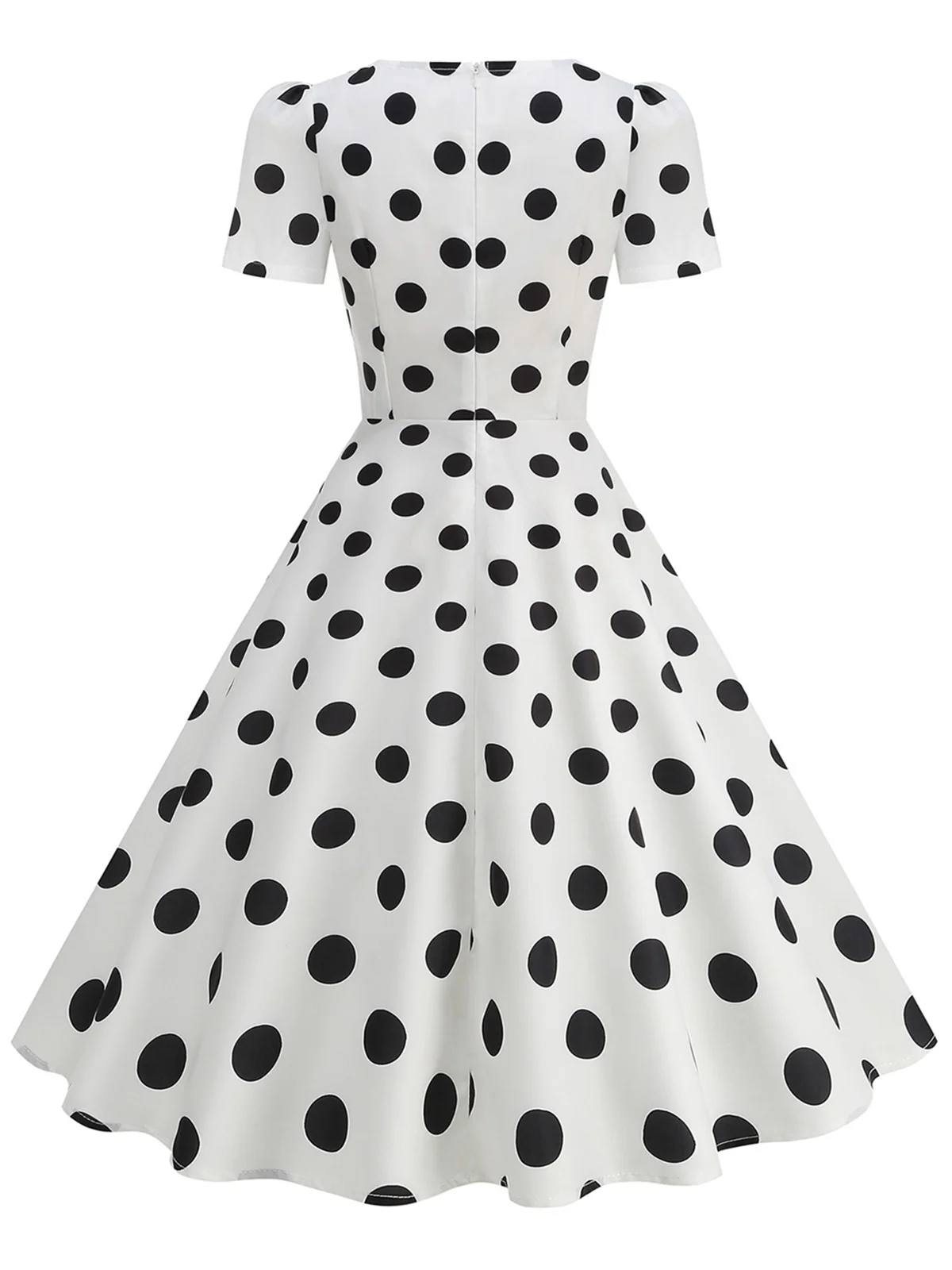 1950s Short Sleeve Sweetheart Neck Rose Swing Dress - Image 13