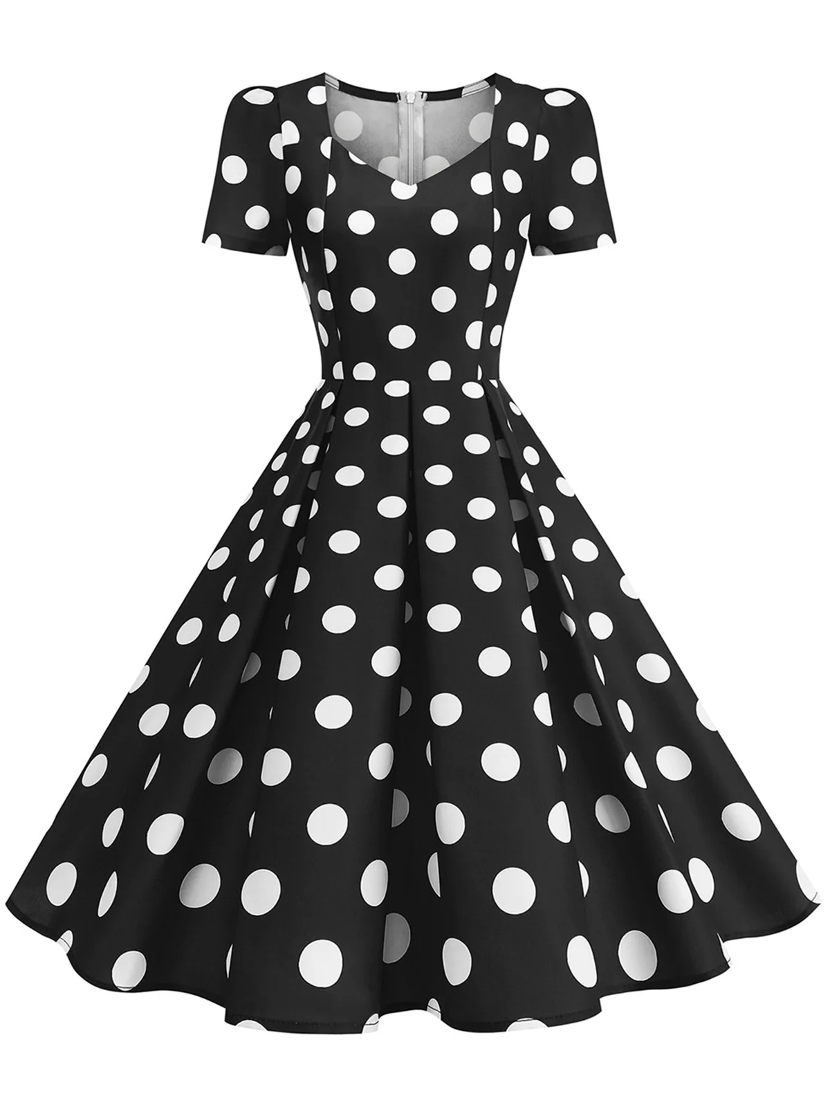 1950s Short Sleeve Sweetheart Neck Rose Swing Dress - Image 6