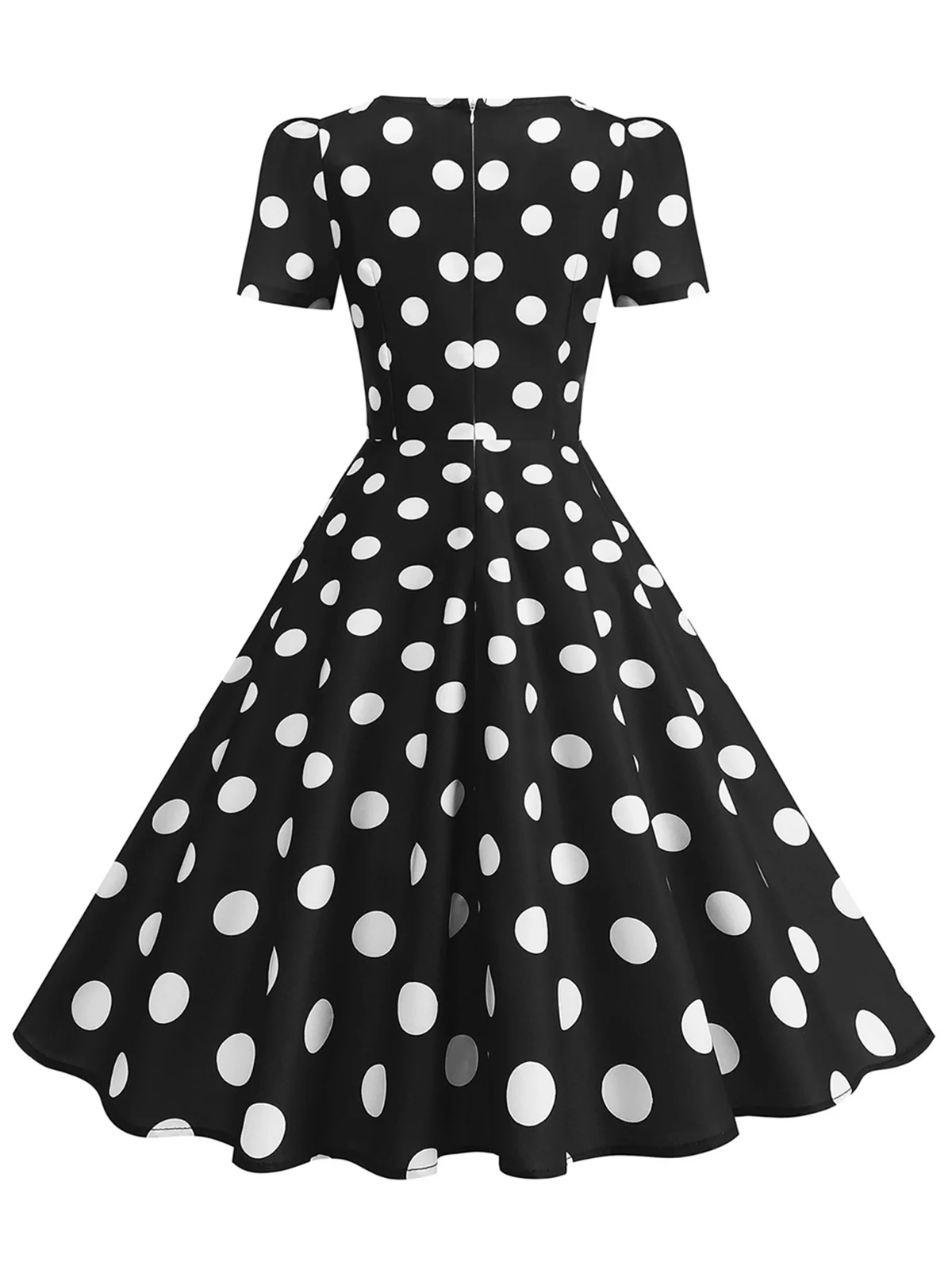 1950s Short Sleeve Sweetheart Neck Rose Swing Dress - Image 7