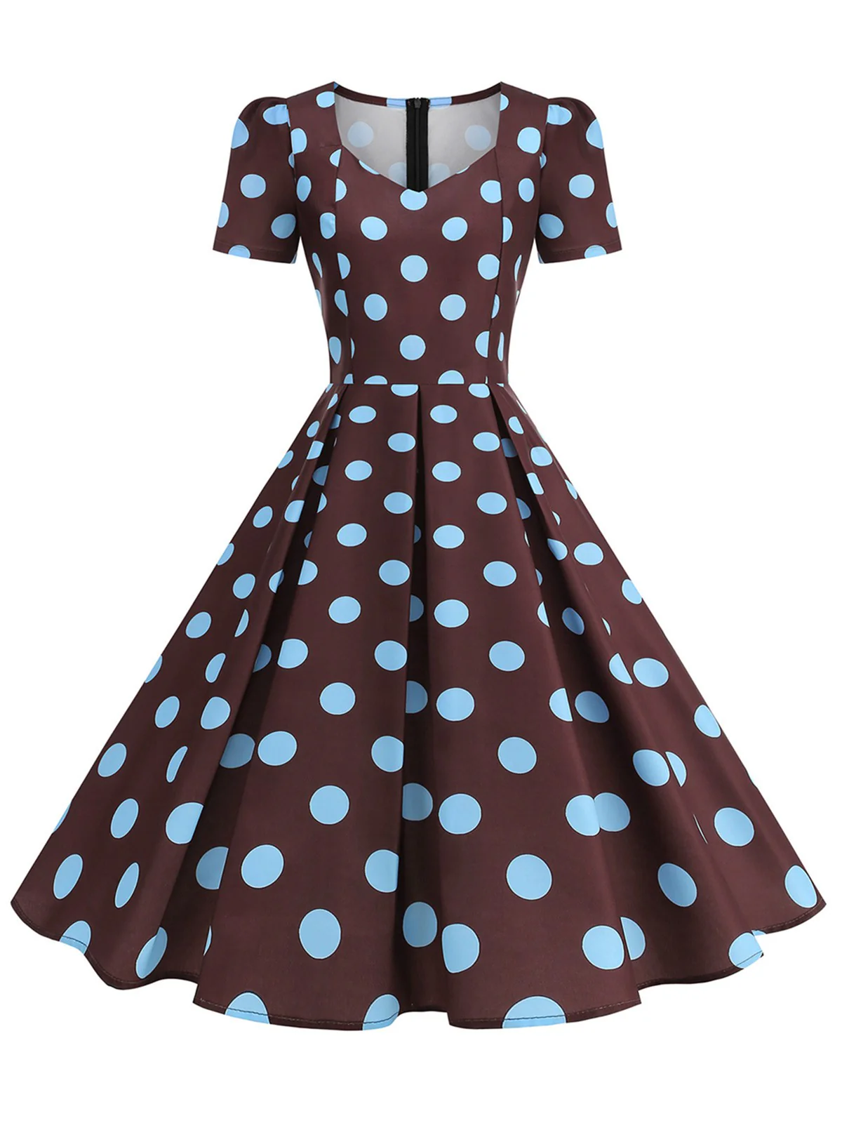 1950s Short Sleeve Sweetheart Neck Rose Swing Dress - Image 8