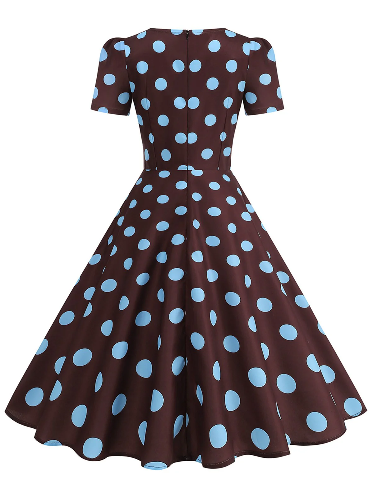 1950s Short Sleeve Sweetheart Neck Rose Swing Dress - Image 9