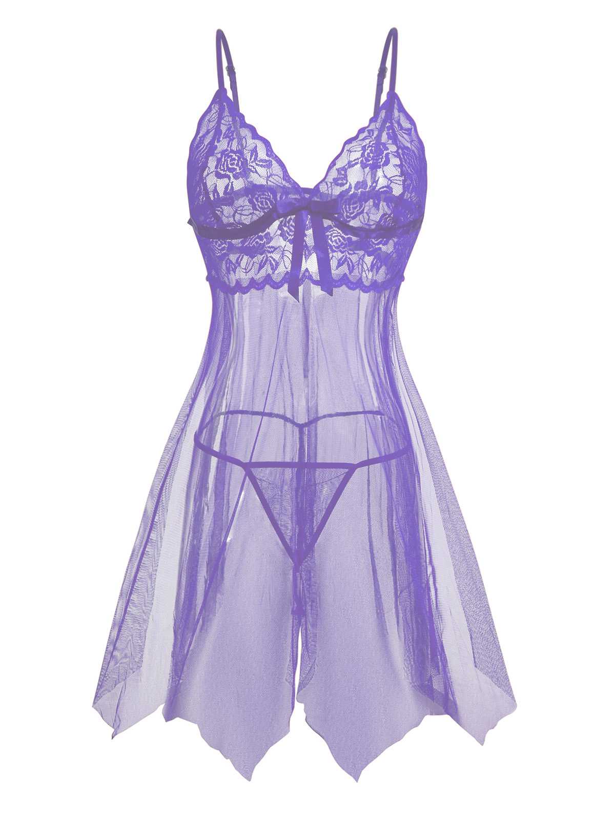 1950s Slip Lace Bow Sheer Nightdress