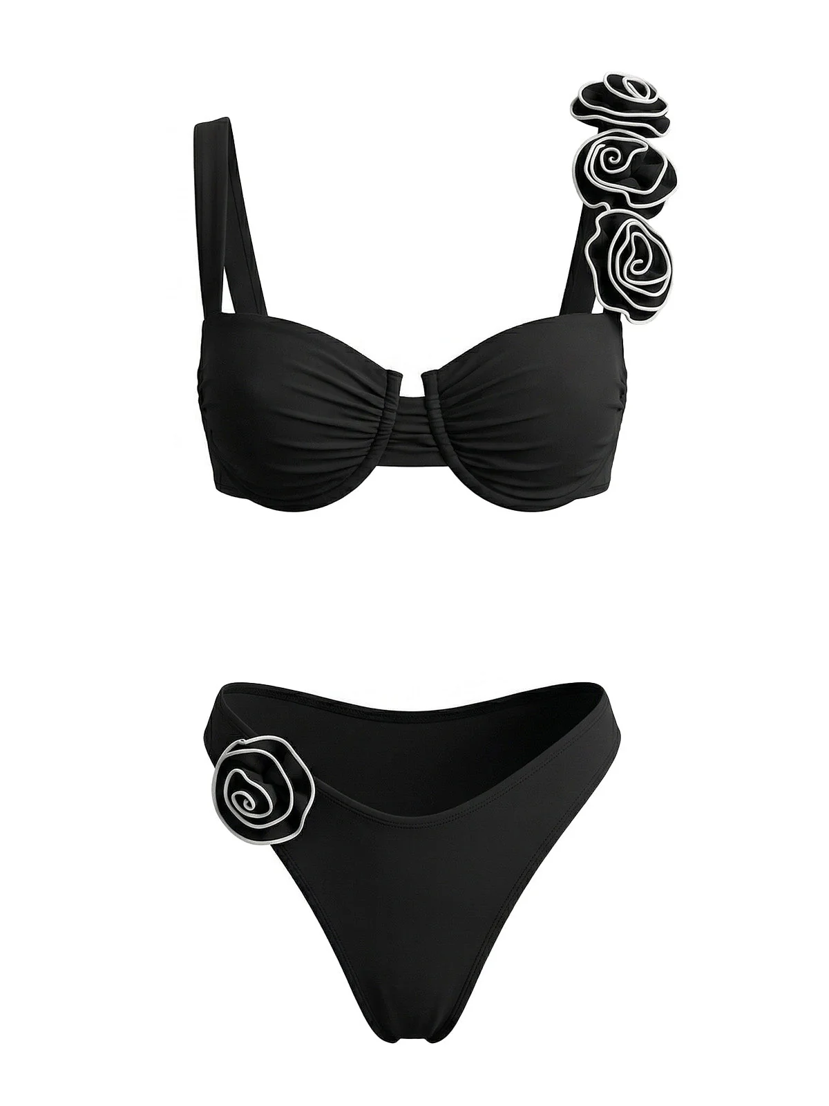 1950s Solid 3D Rose Bikini Set - Image 2