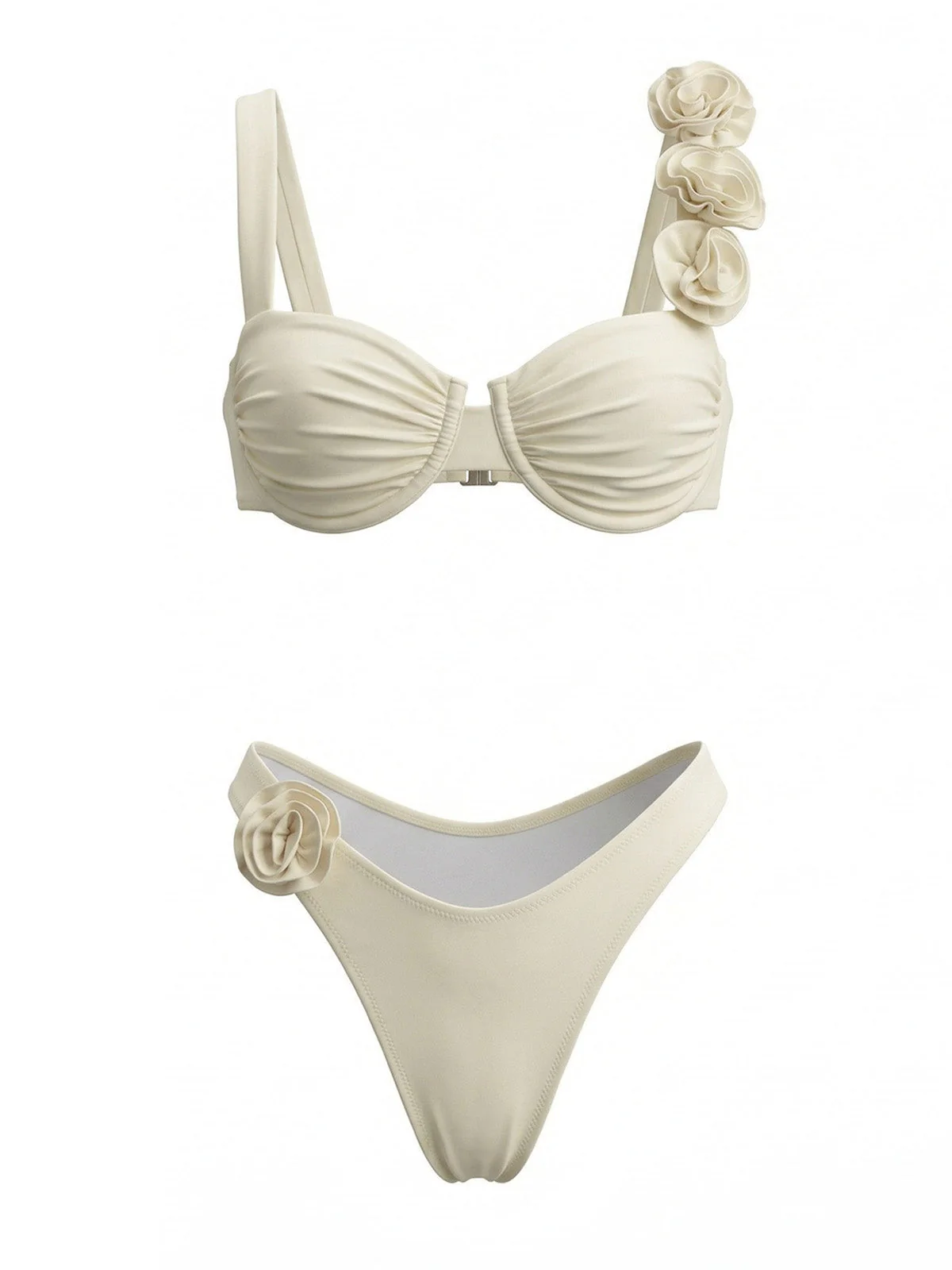 1950s Solid 3D Rose Bikini Set - Image 4