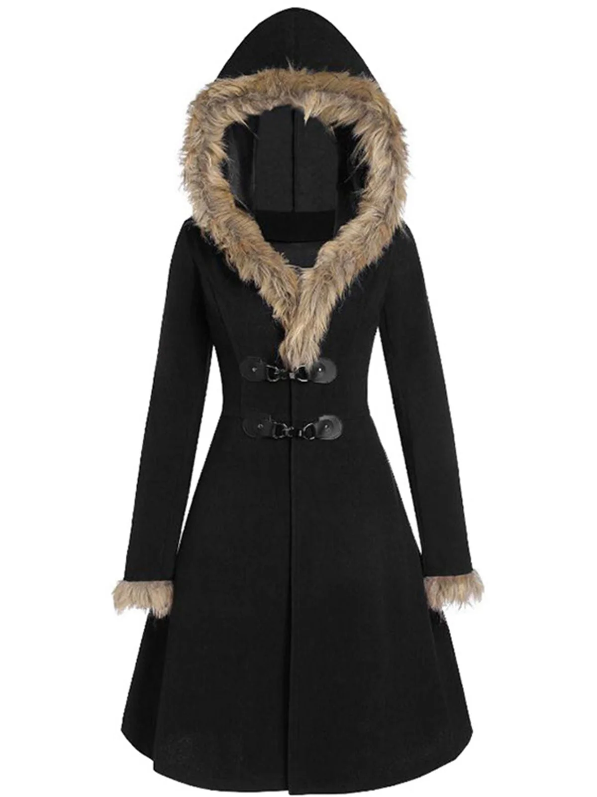 1950s Solid Buckle Fur Trimmed Coat - Image 5