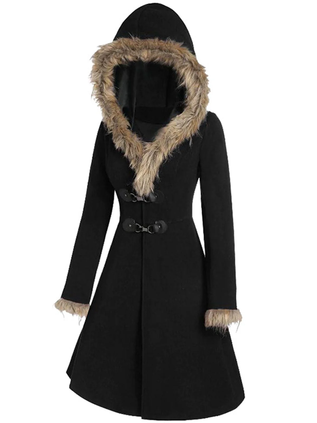 1950s Solid Buckle Fur Trimmed Coat - Image 7