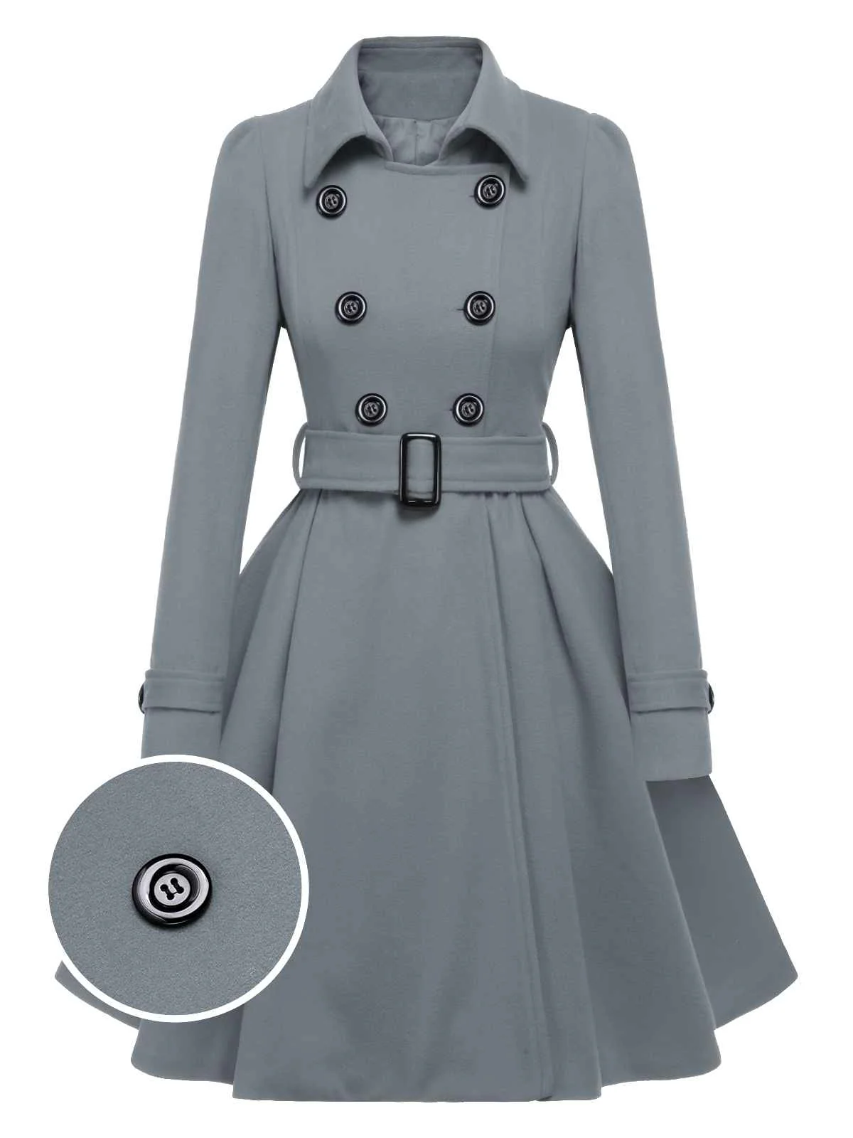 1950s Solid Color Lapel Slim Coat - Image 12