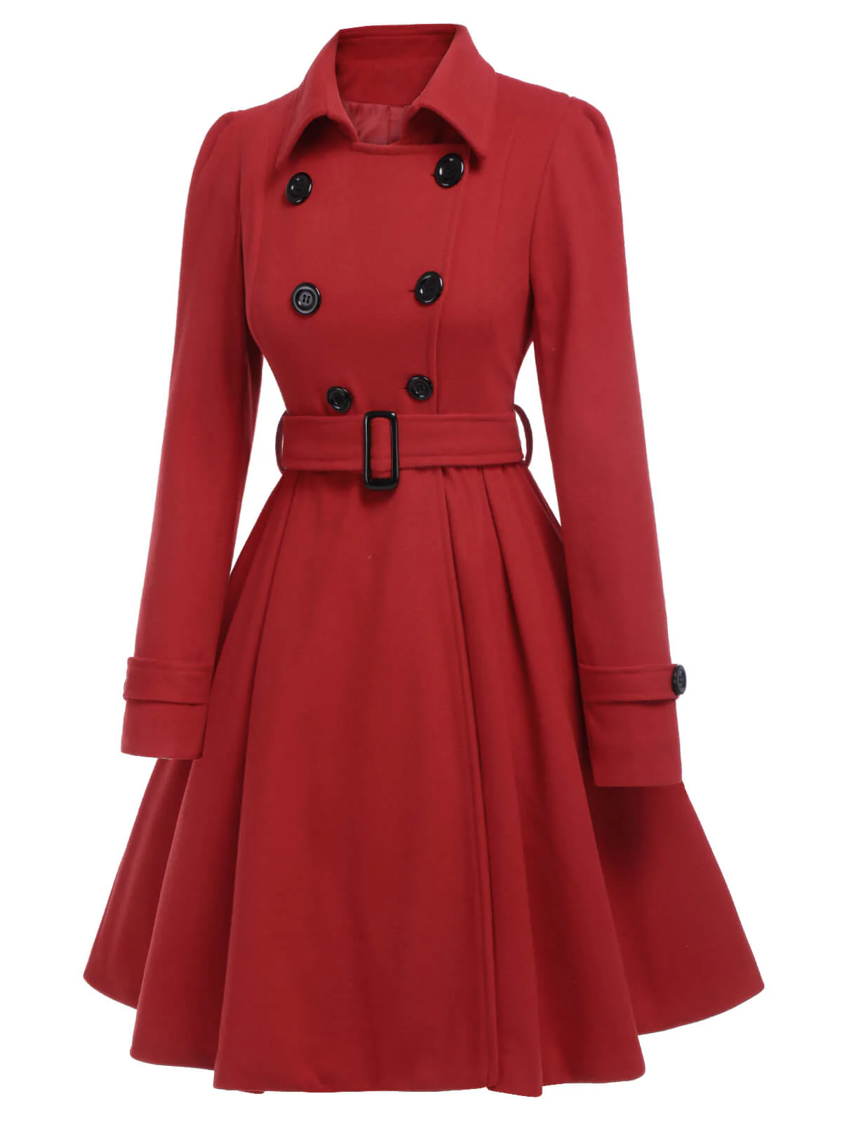 1950s Solid Color Lapel Slim Coat - Image 3