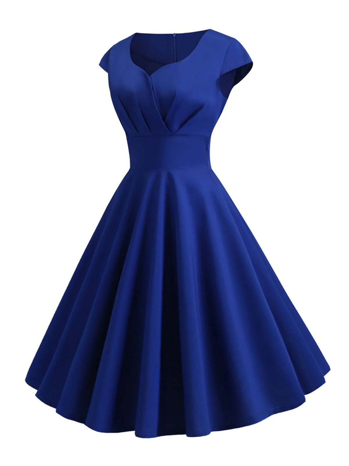 1950s Solid Heart Neck Short Sleeve Dress - Image 8