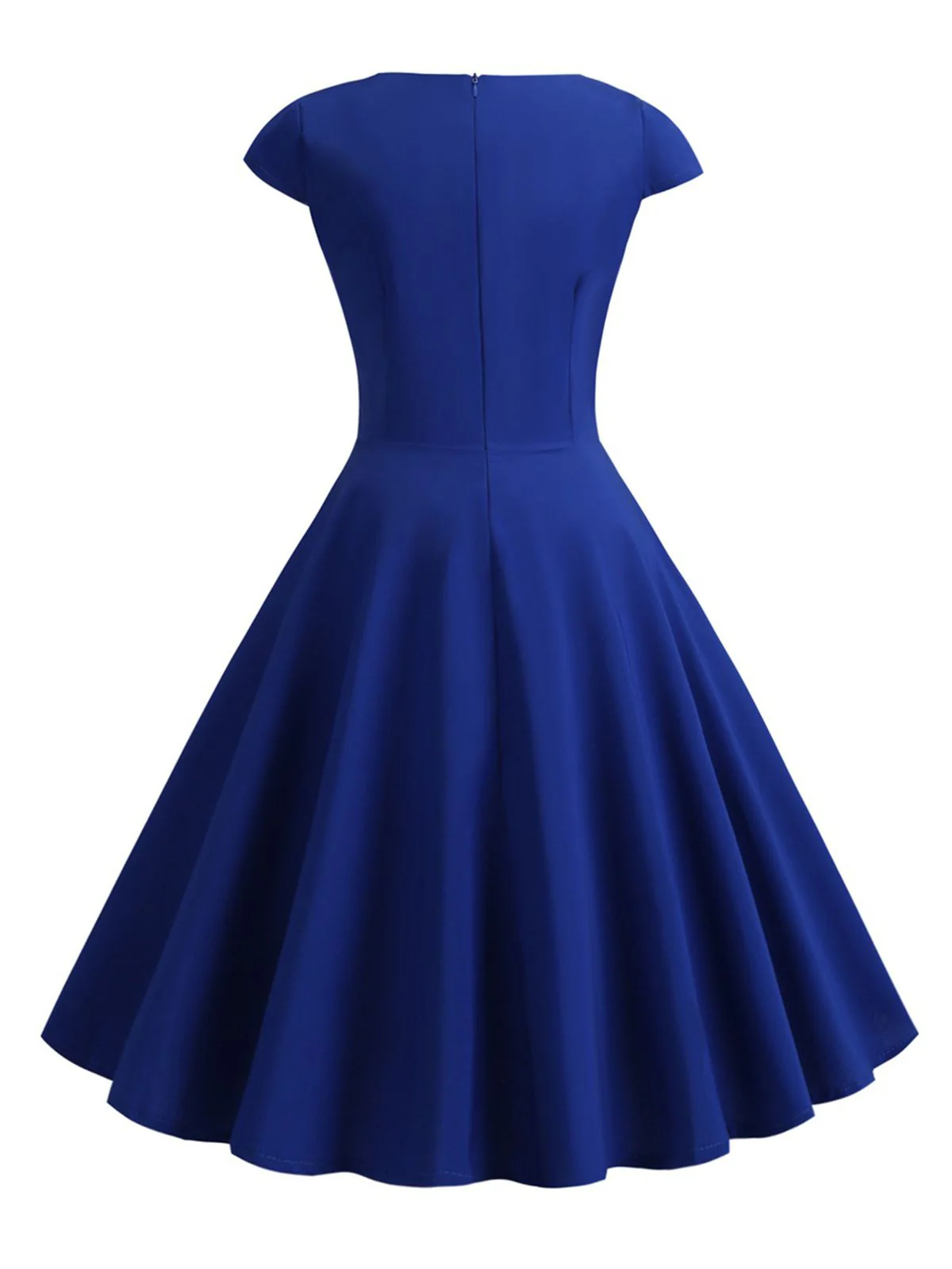 1950s Solid Heart Neck Short Sleeve Dress - Image 9