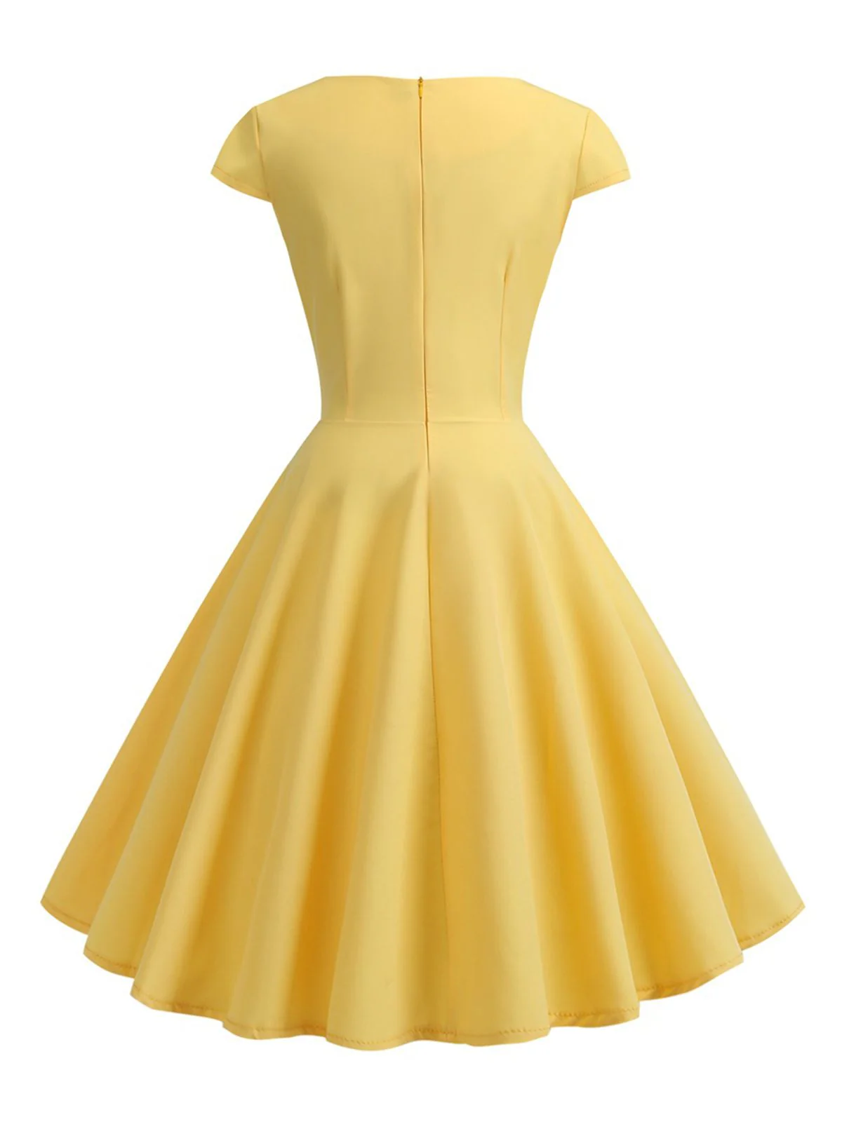 1950s Solid Heart Neck Short Sleeve Dress - Image 18
