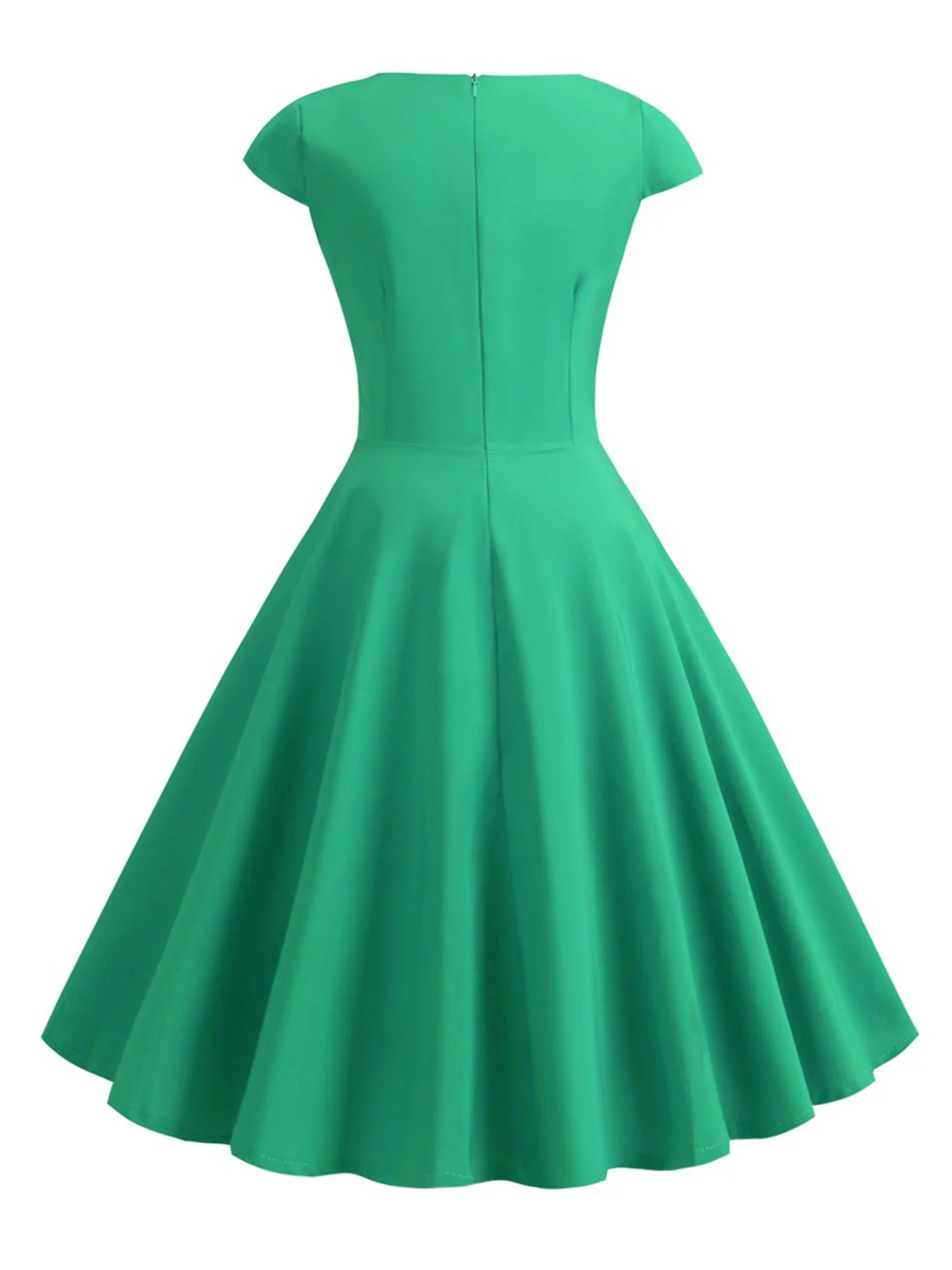 1950s Solid Heart Neck Short Sleeve Dress - Image 15