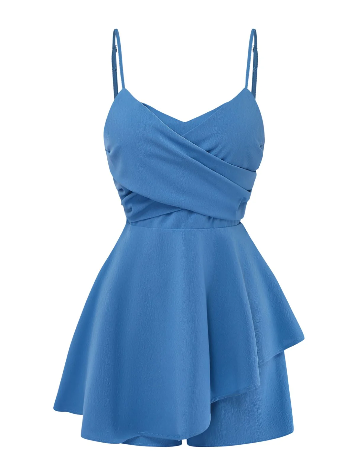1950s Solid Irregular Hem Spaghetti Strap Romper - Image 2
