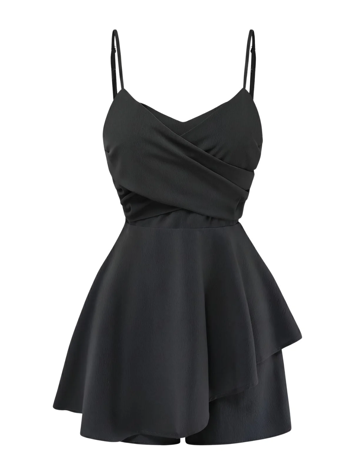1950s Solid Irregular Hem Spaghetti Strap Romper - Image 8