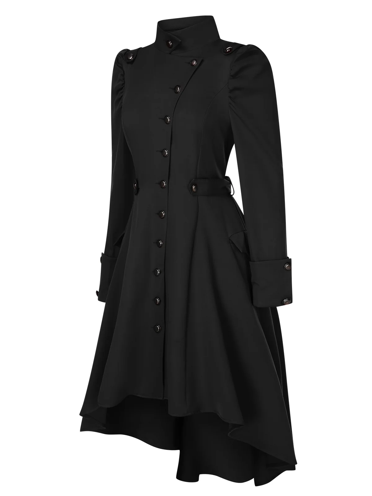 1950s Solid Stand Collar Button Coat - Image 7