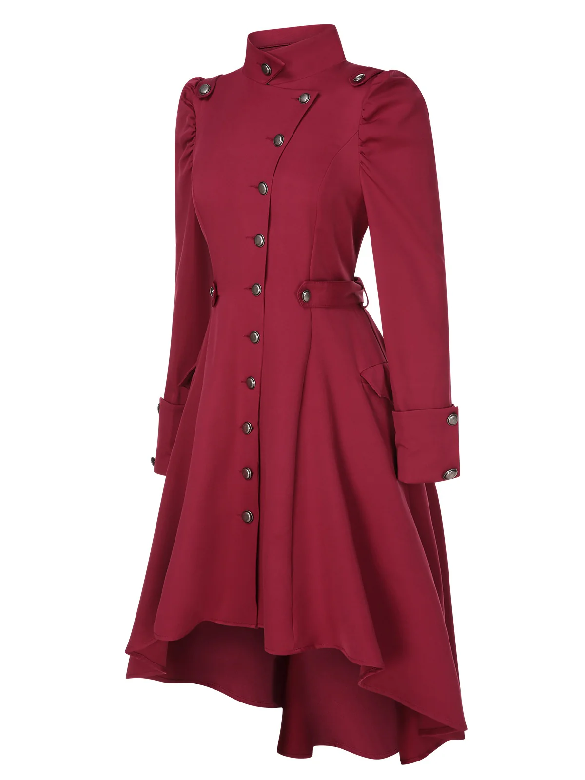 1950s Solid Stand Collar Button Coat - Image 3
