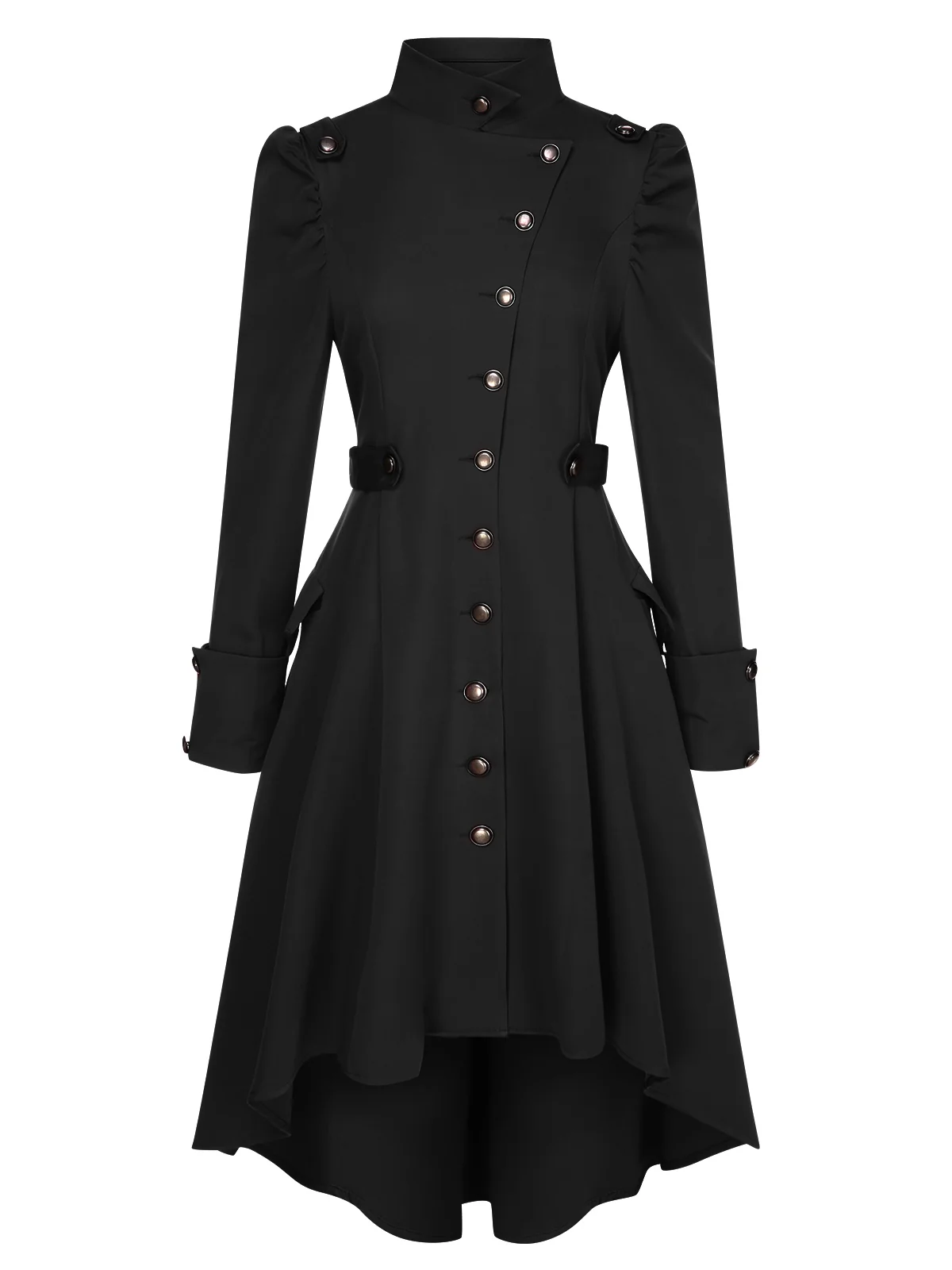 1950s Solid Stand Collar Button Coat - Image 5