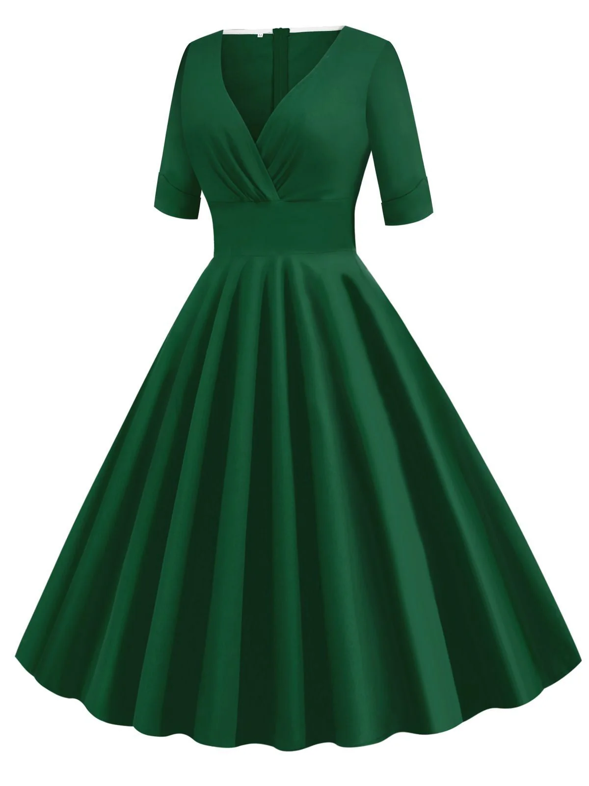 1950s Solid Sweetheart Fold Swing Dress - Image 15