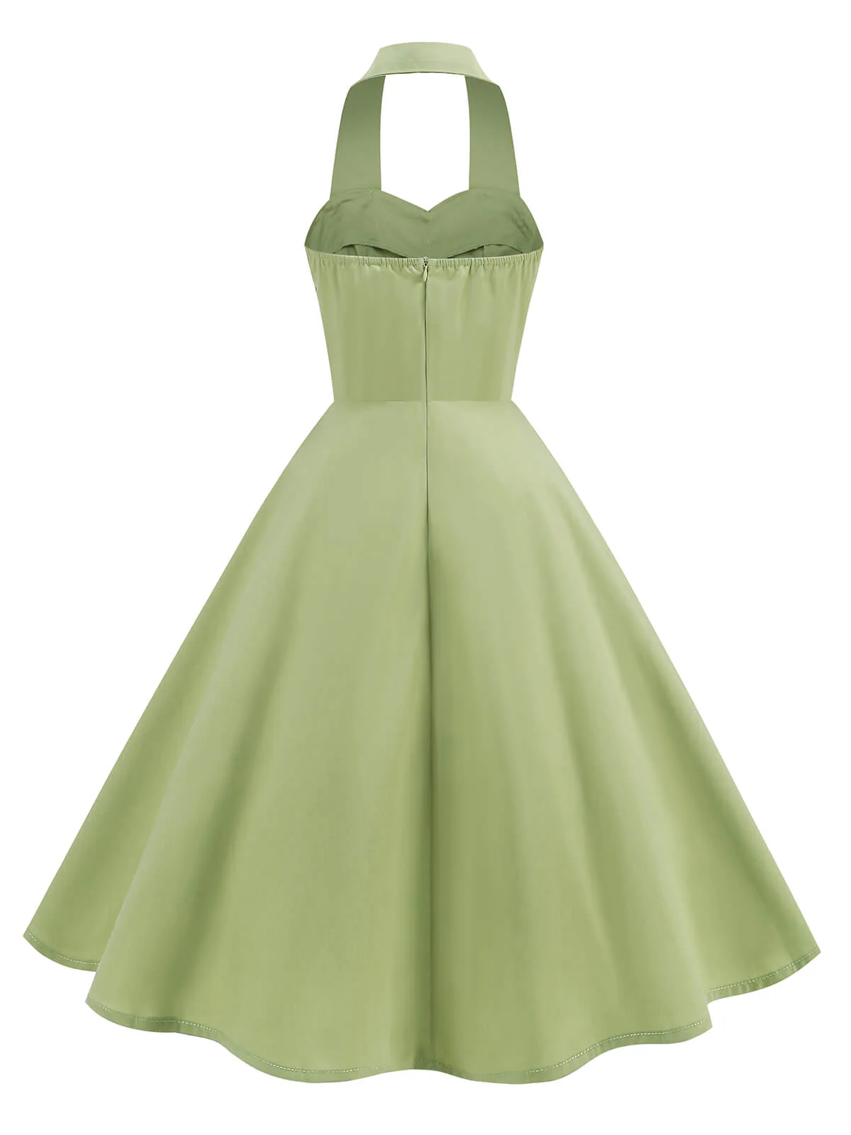 1950s Solid Sweetheart Neck Halter Dress - Image 2
