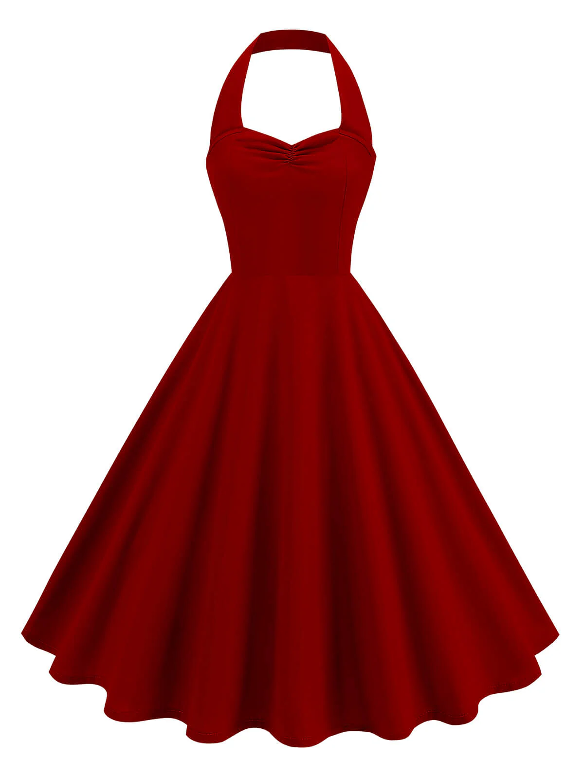 1950s Solid Sweetheart Neck Halter Dress - Image 4