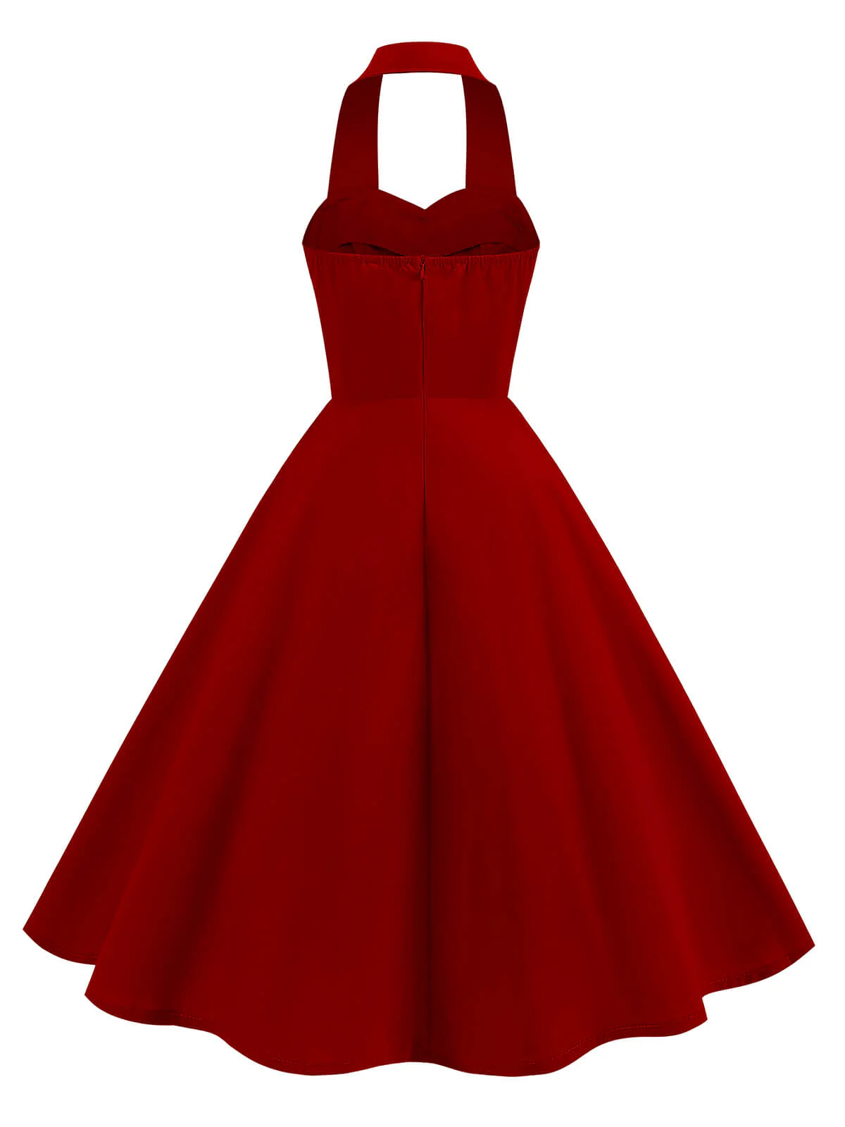 1950s Solid Sweetheart Neck Halter Dress - Image 5