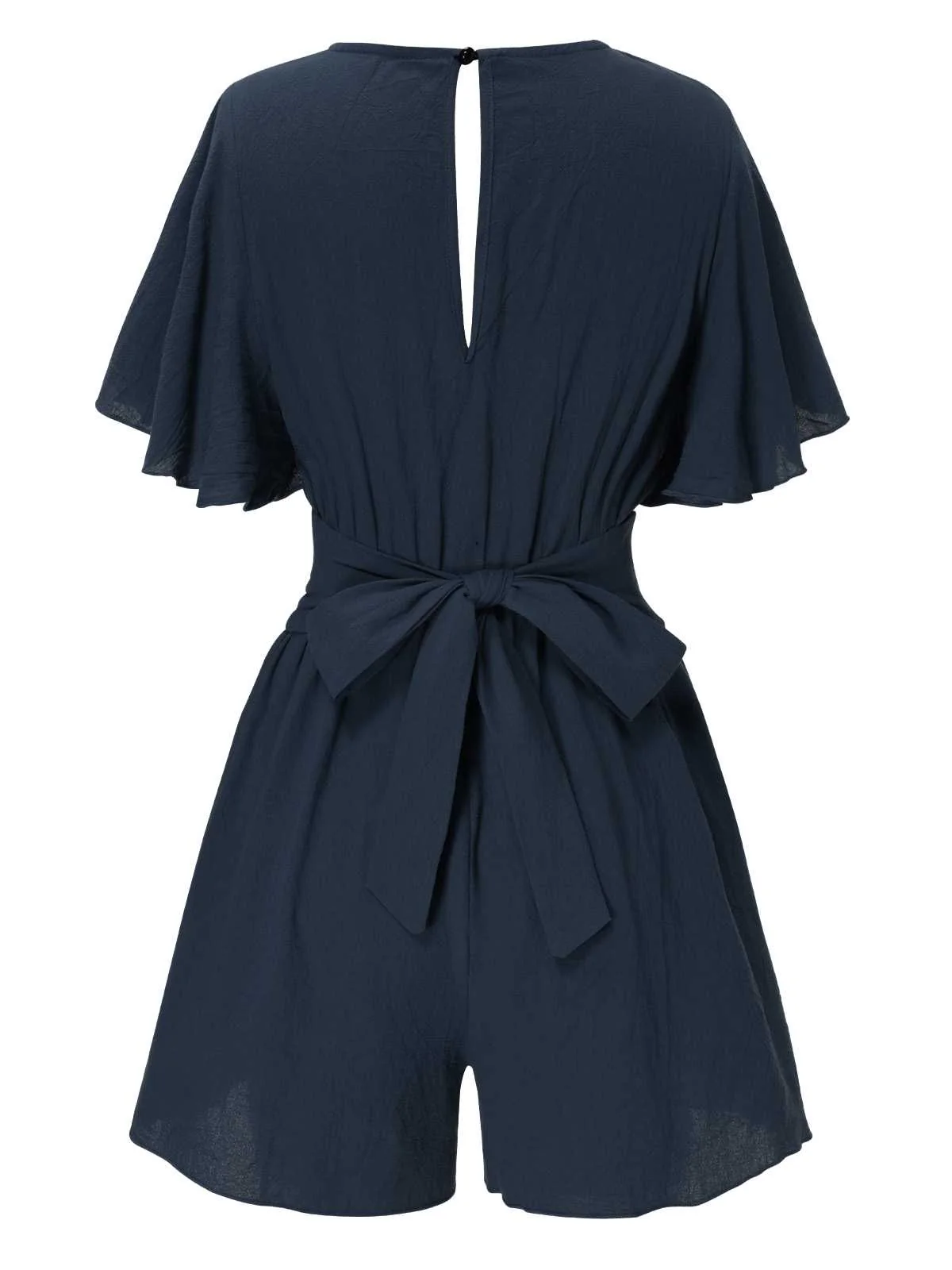 1950s Solid V-Neck Cotton Flounce Sleeve Romper - Image 19