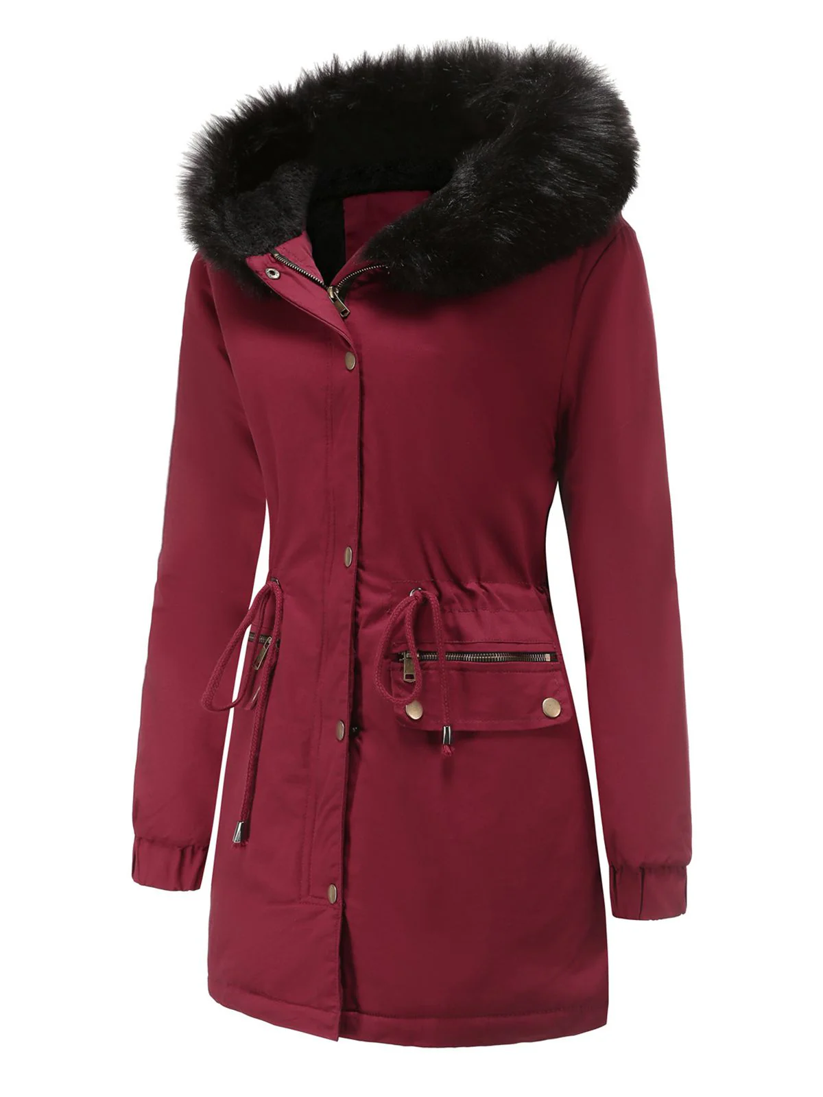1950s Solid Zipper Fur Trimmed Coat - Image 6