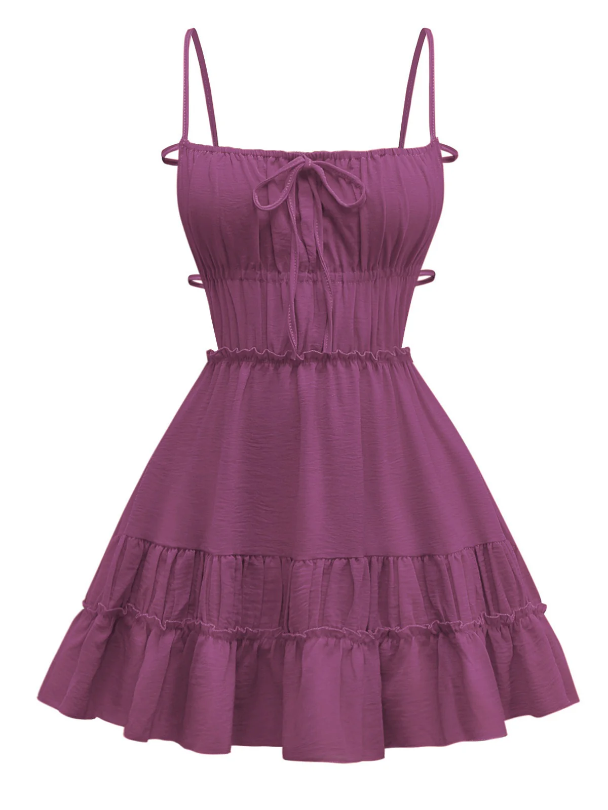 1950s Spaghetti Strap Lace-Up Backless Skater Dress